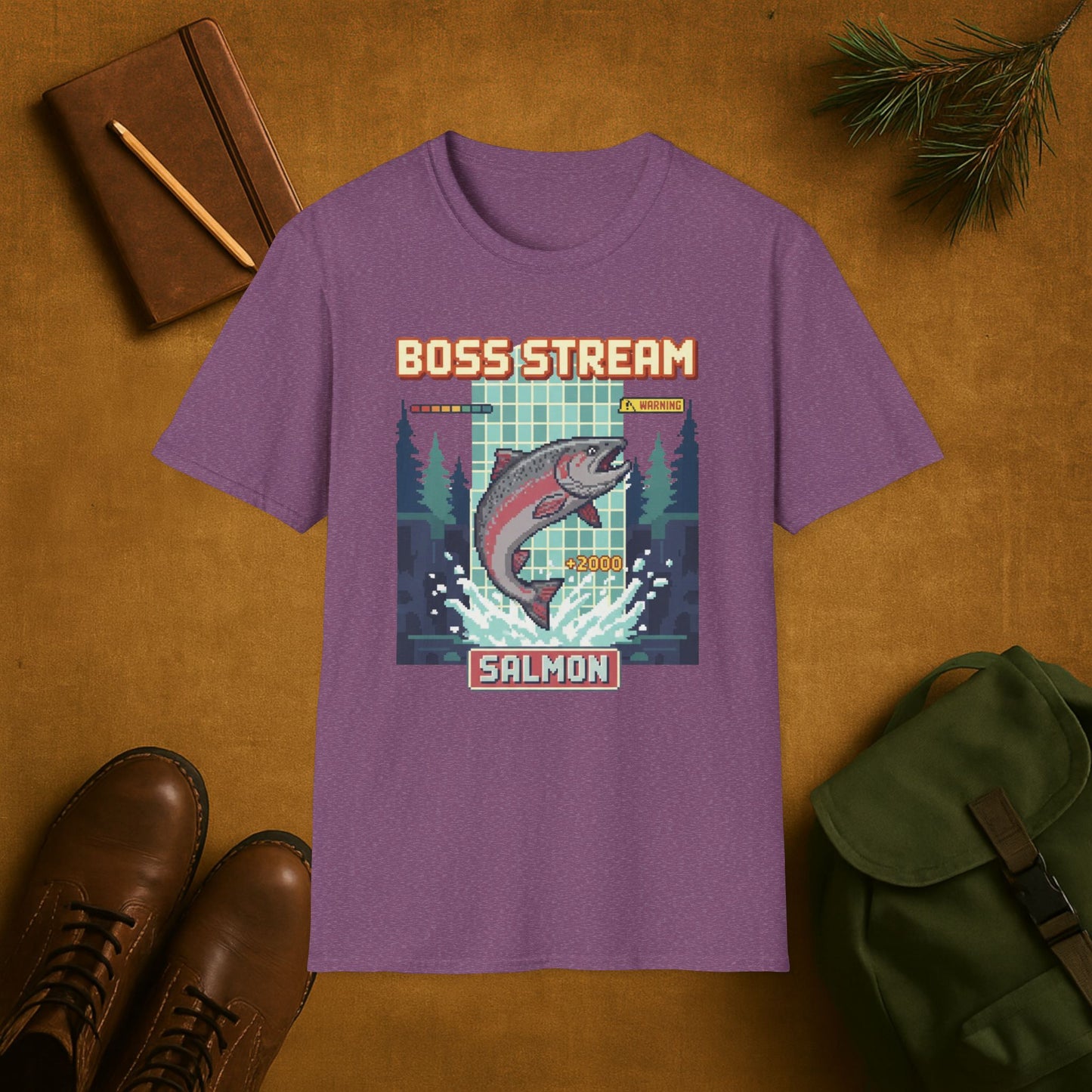 8-Bit Boss Stream Salmon T-Shirt