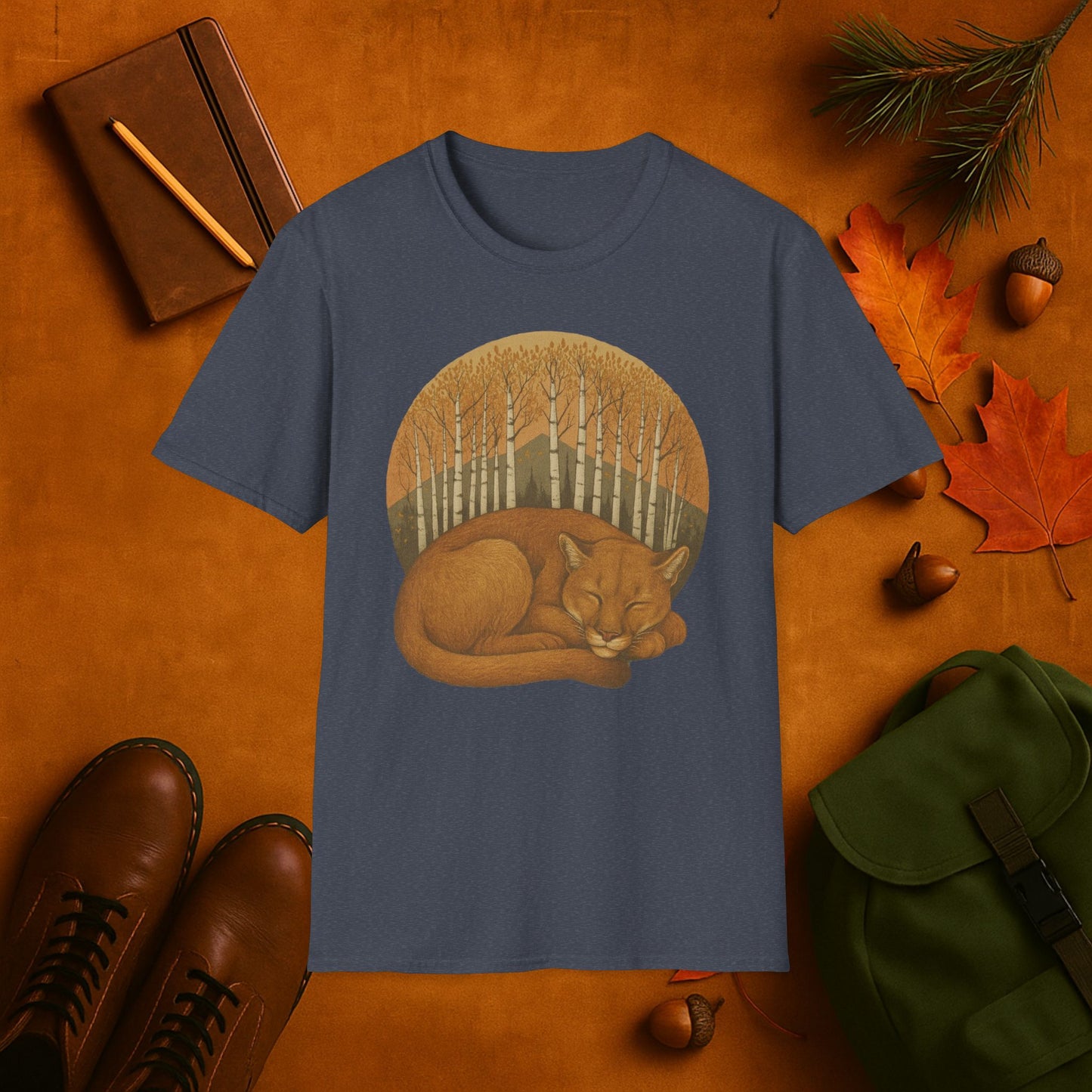 Sleepy Mountain Lion Fall Aspens T-Shirt