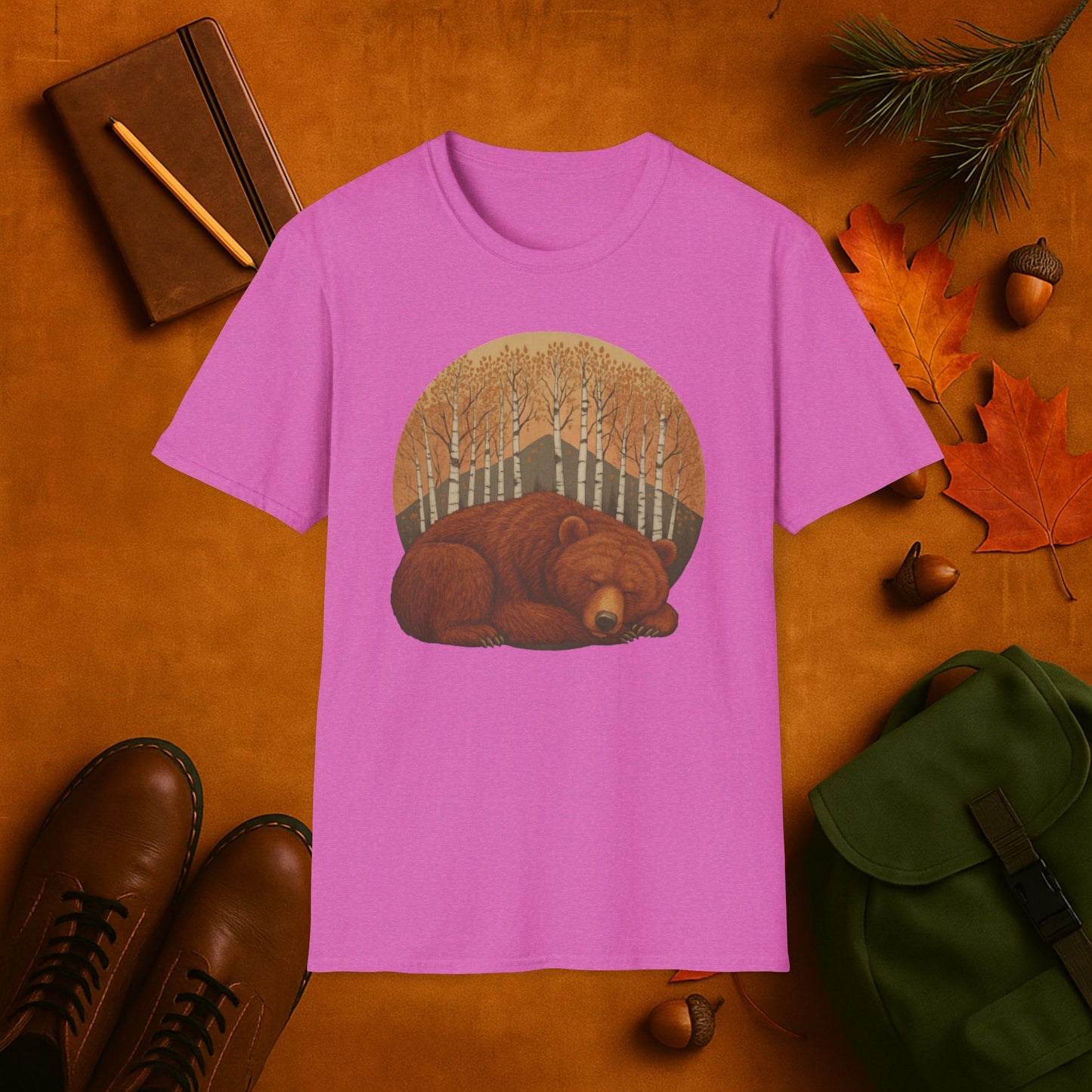 Sleepy Grizzly Bear Fall Aspens T-Shirt