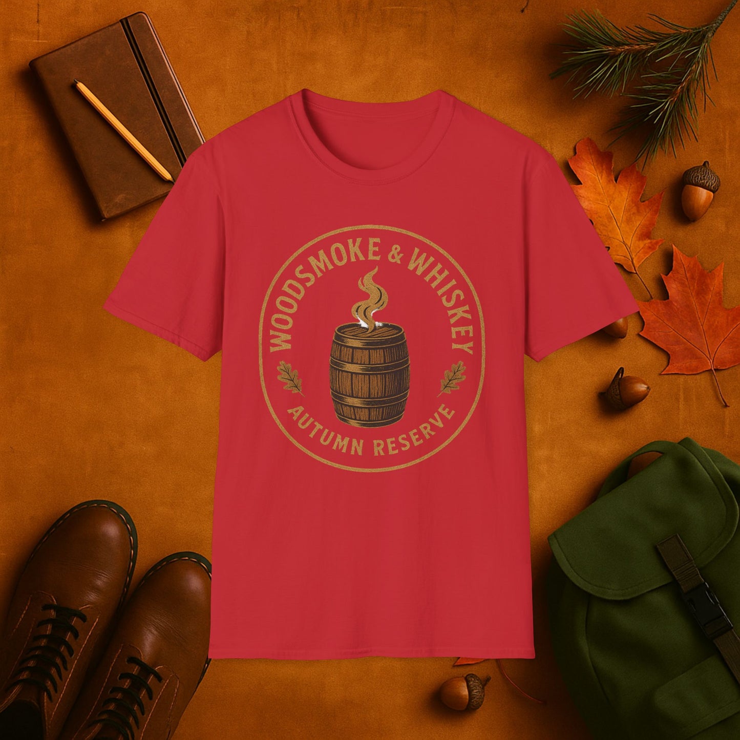 Woodsmoke & Whiskey Autumn Reserve Label T-Shirt