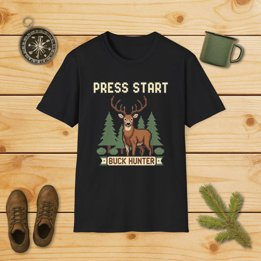 8-Bit Press Start Buck Hunter T-Shirt