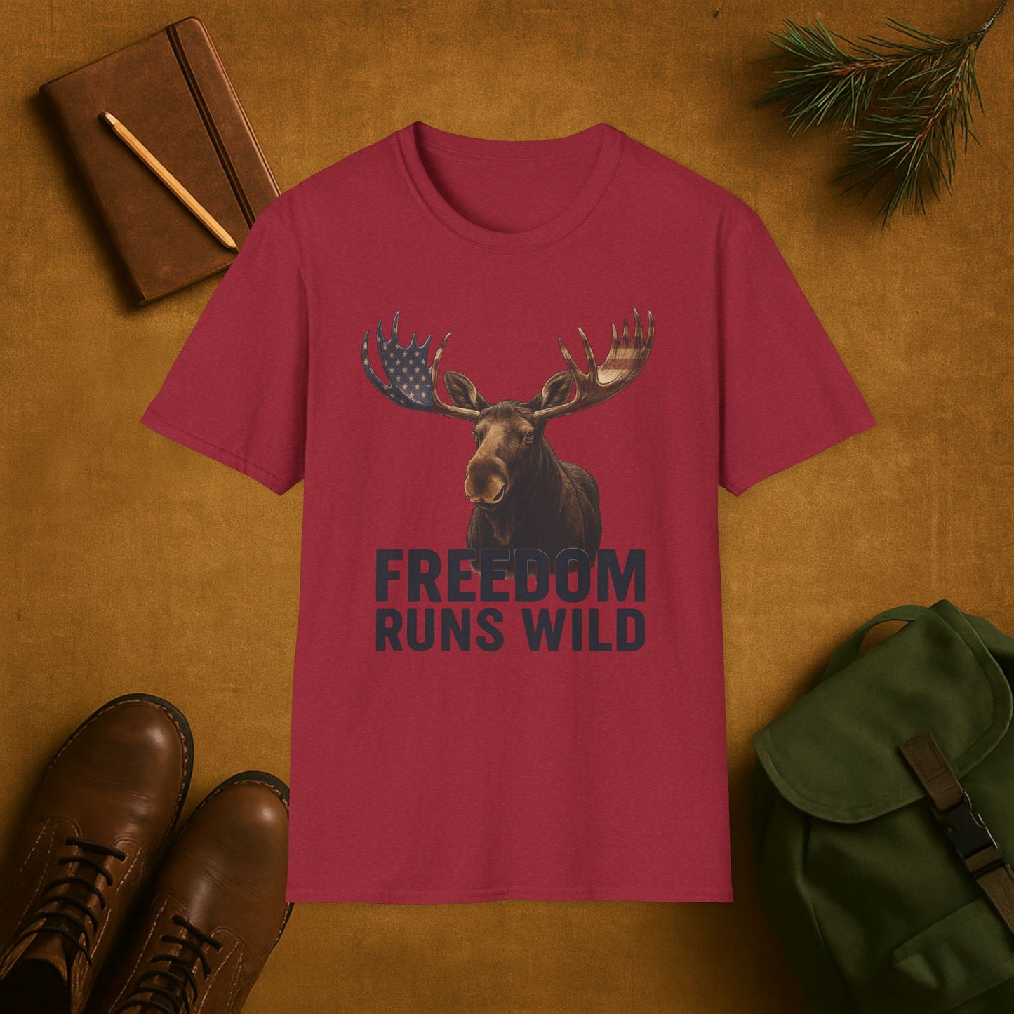 Patriotic Moose Freedom Runs Wild T-Shirt