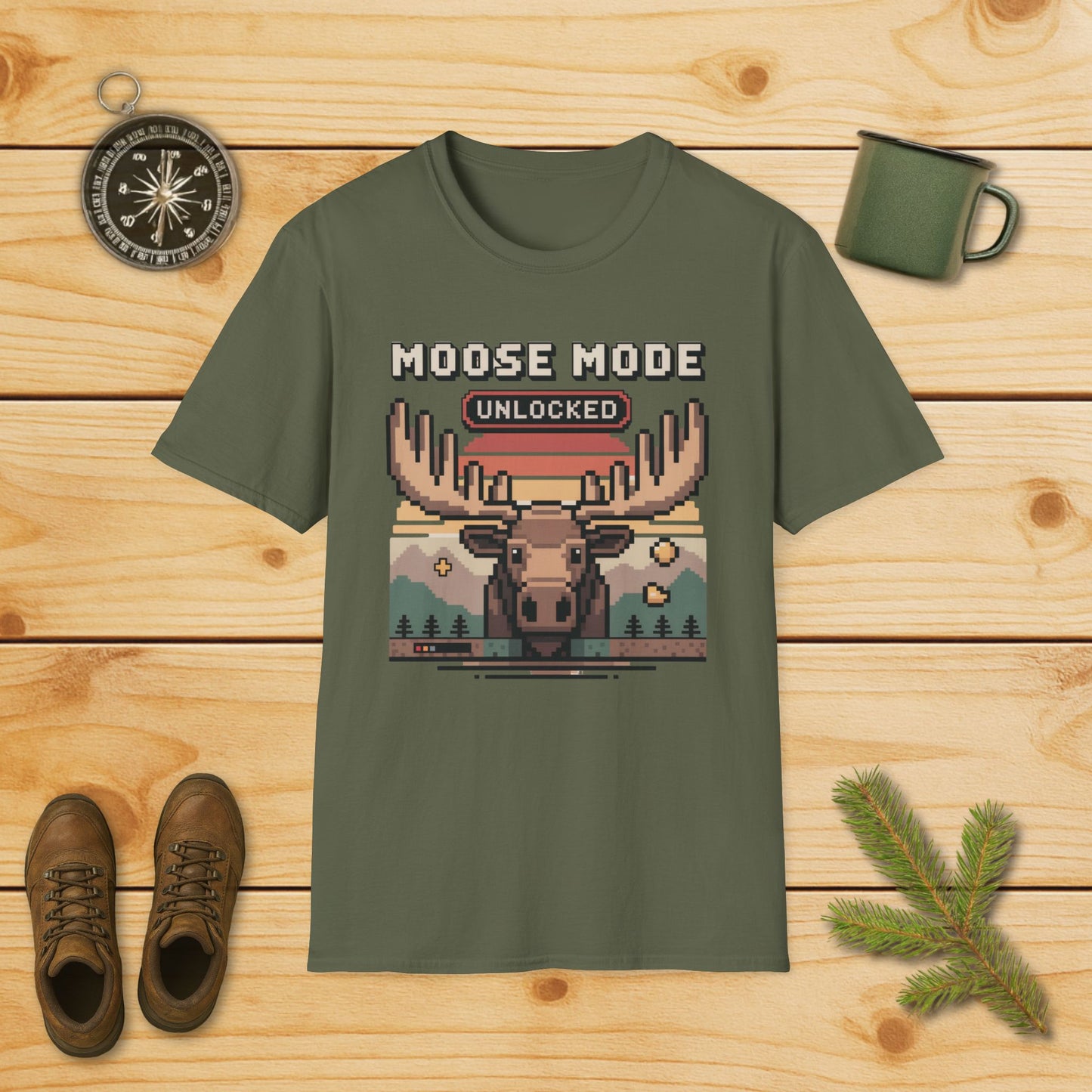 8-Bit Moose Mode Unlocked T-Shirt
