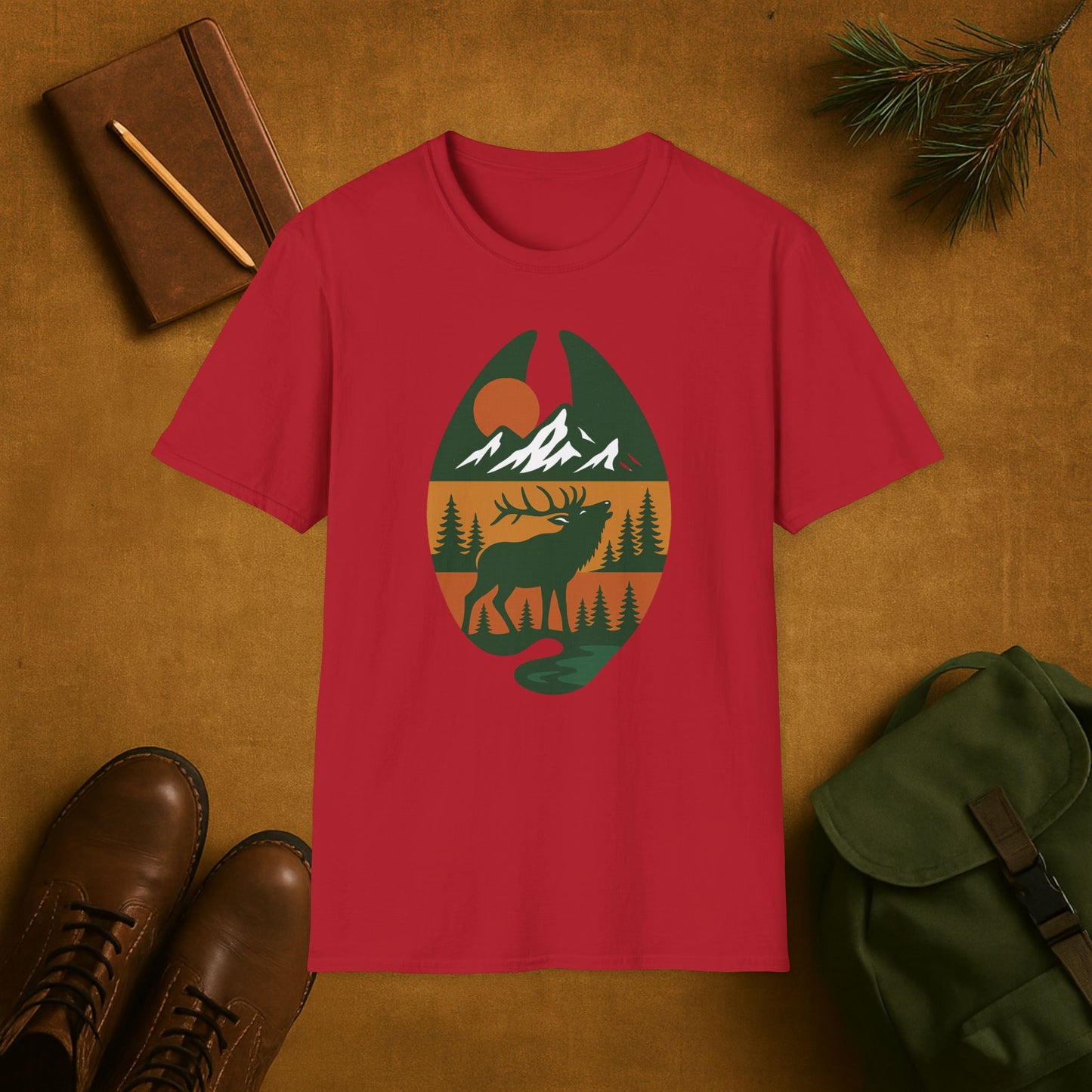 Elk Scene Hoof Print T-Shirt