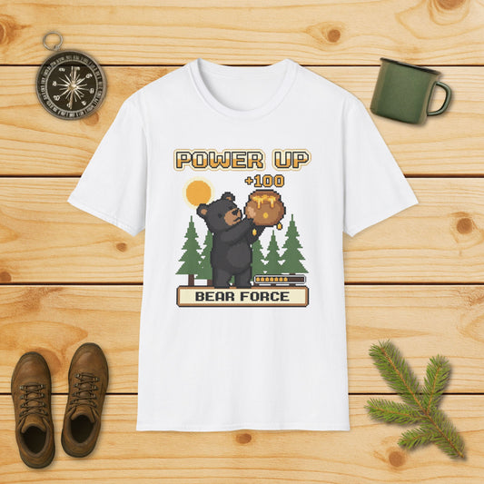 8-Bit-Power Up Black Bear Force T-Shirt