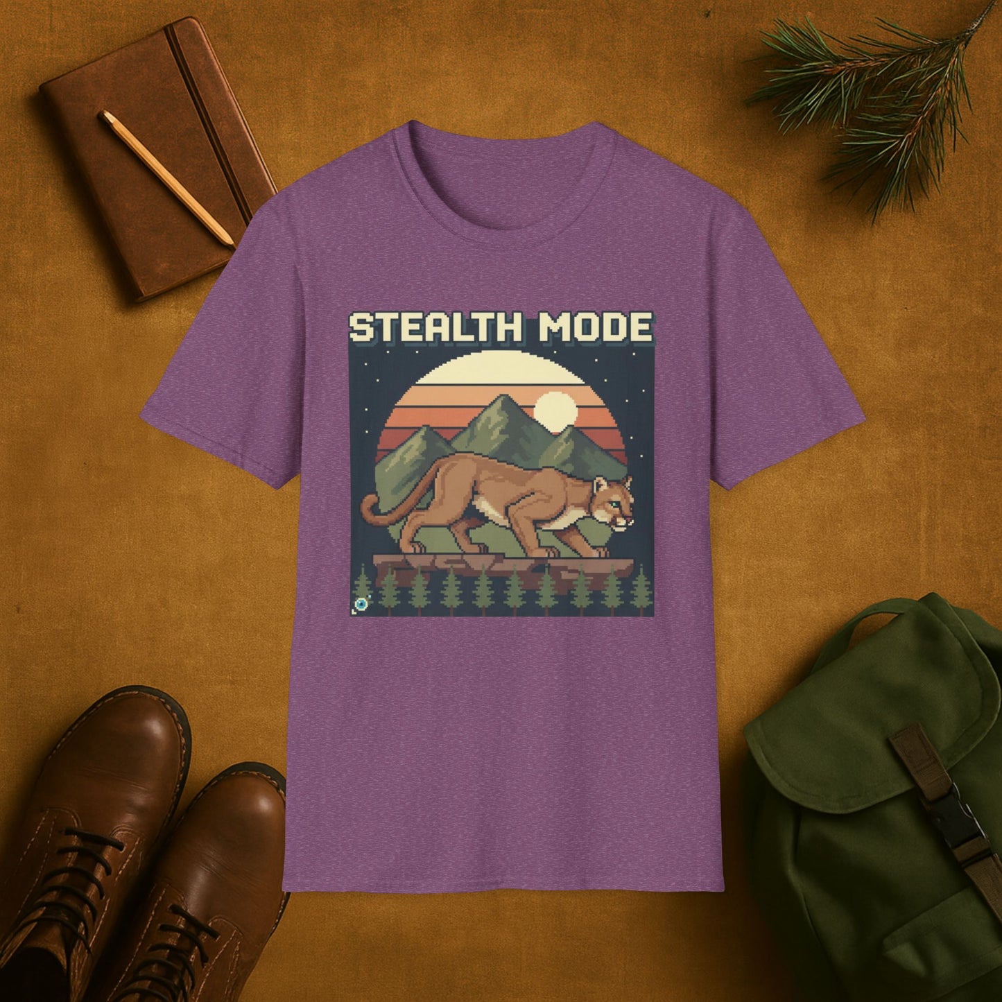 8-Bit Mountain Lion Stealth Mode T-Shirt