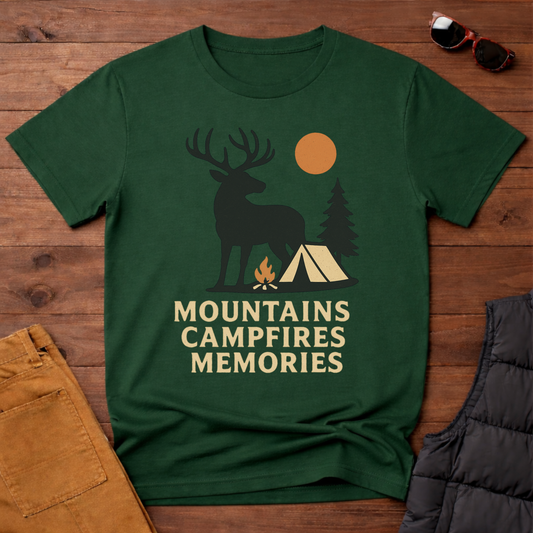 Mountains Campfires Memories Elk T-Shirt