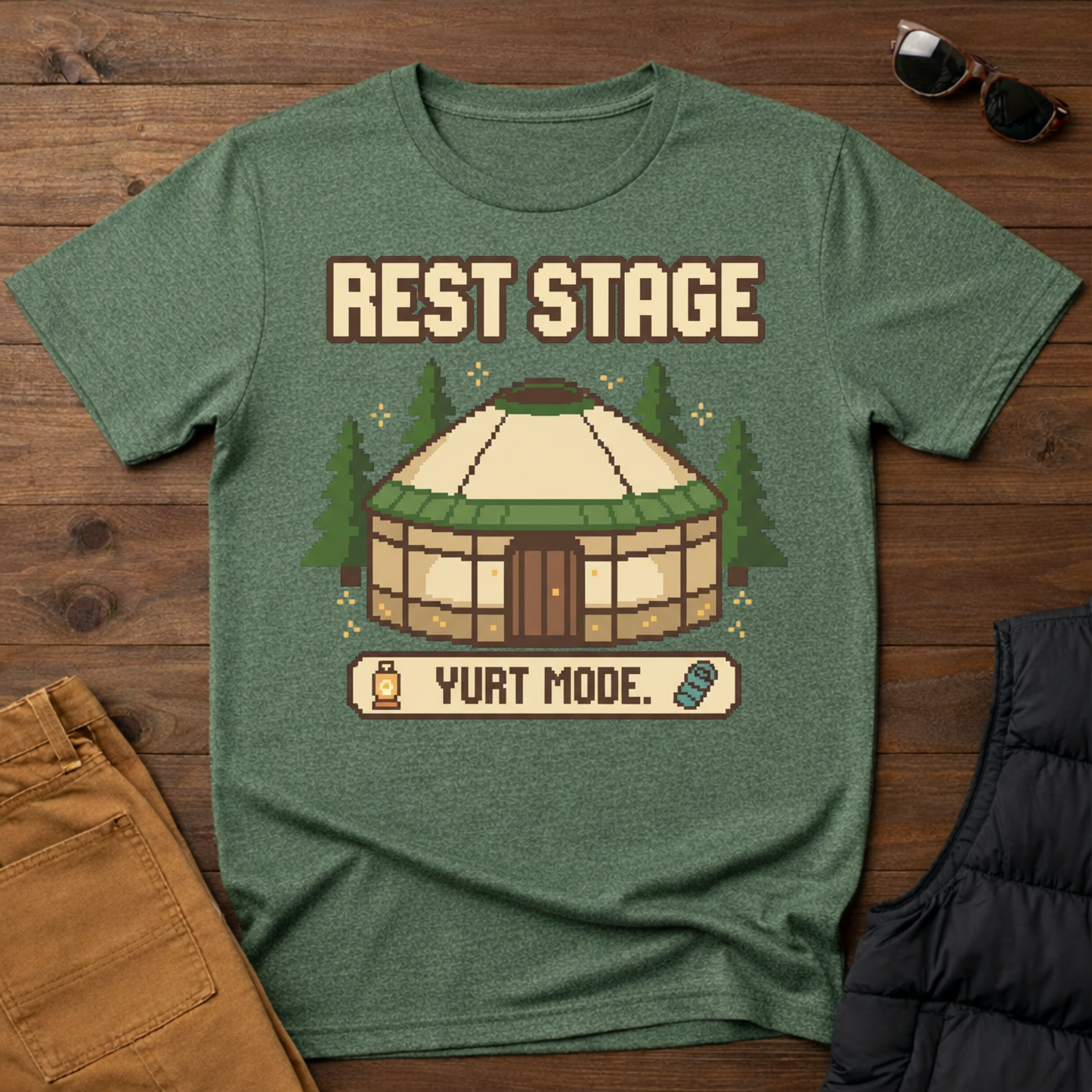 8-Bit Rest Stage Yurt Mode T-Shirt | Yampa Roots