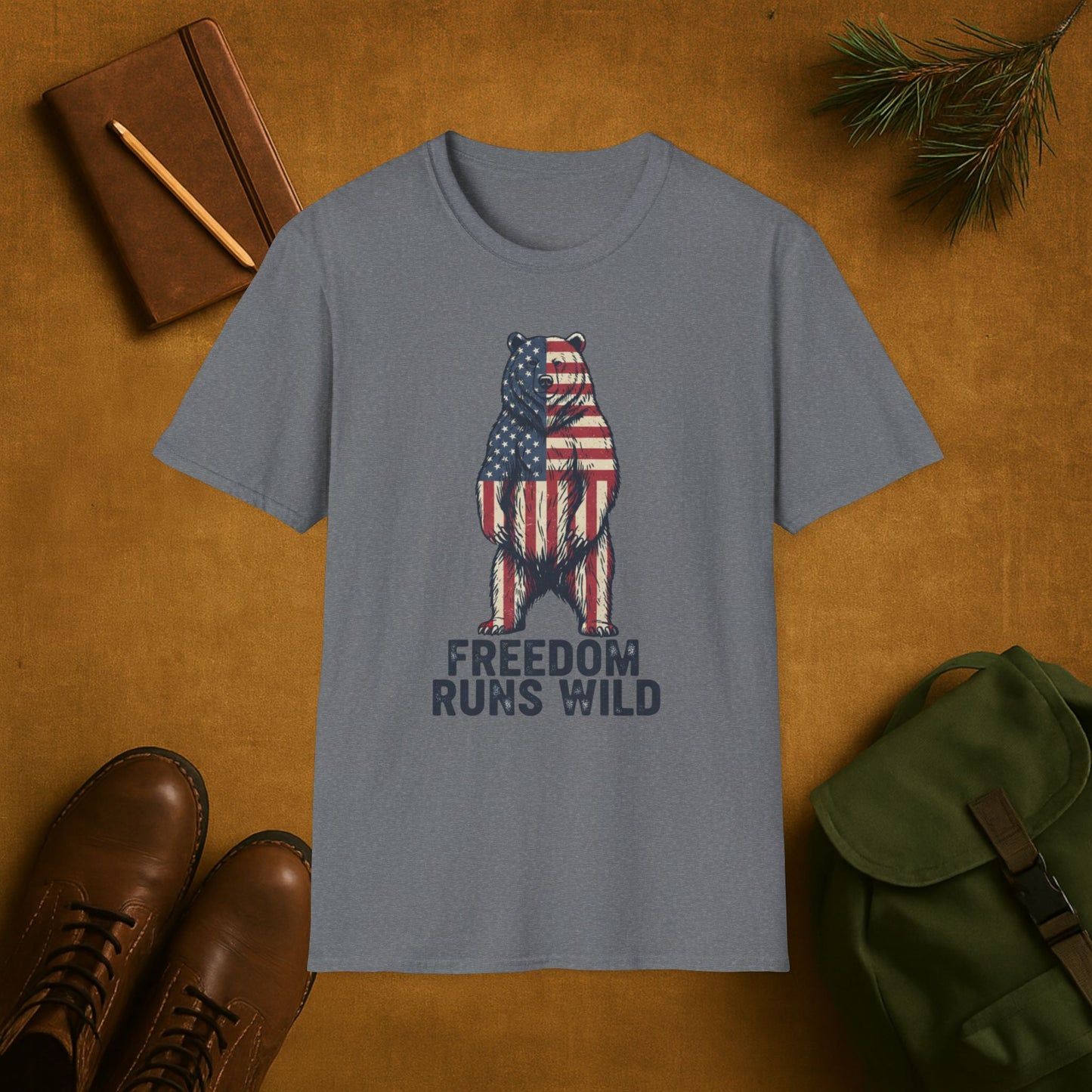 Patriotic Bear Freedom Runs Wild T-Shirt