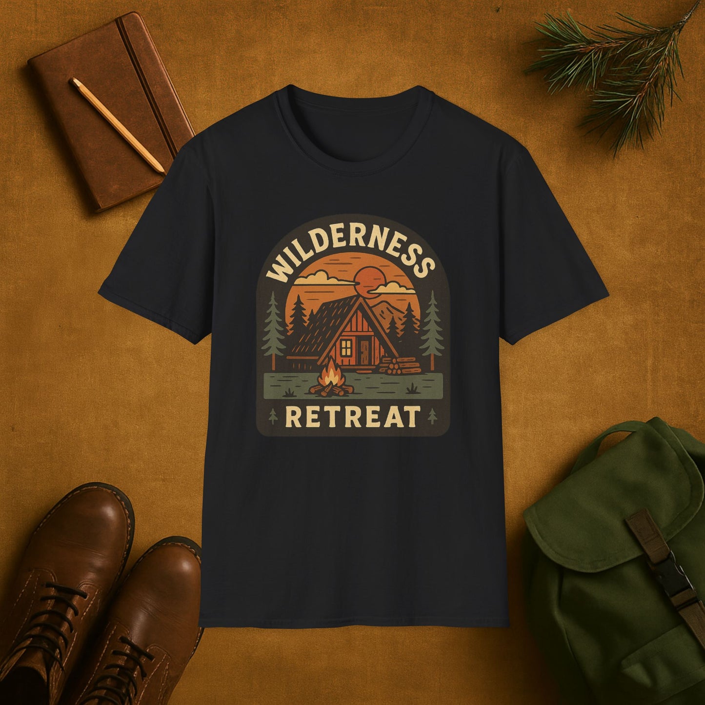 Wilderness Retreat Cabin Camping T-Shirt