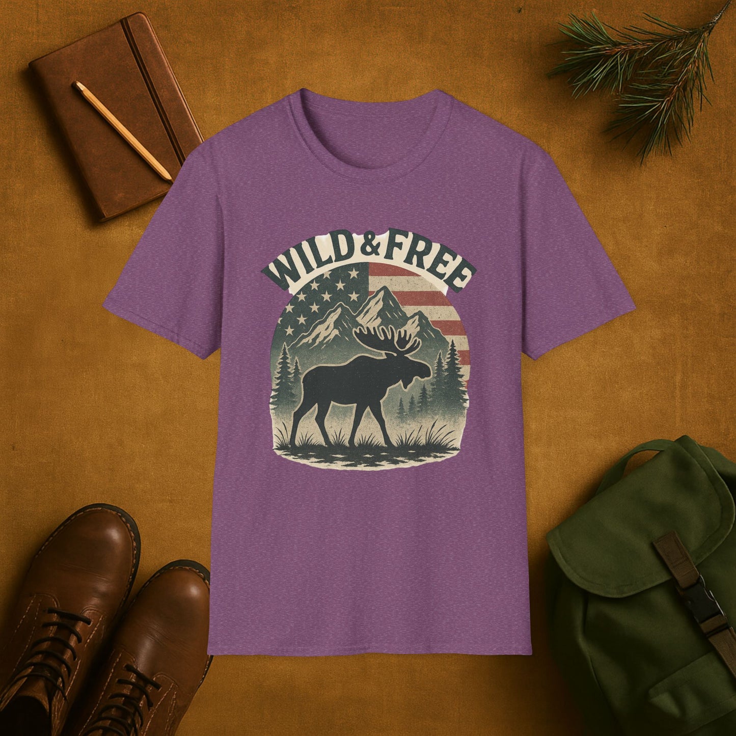 Wild and Free Mountain American Moose T-Shirt