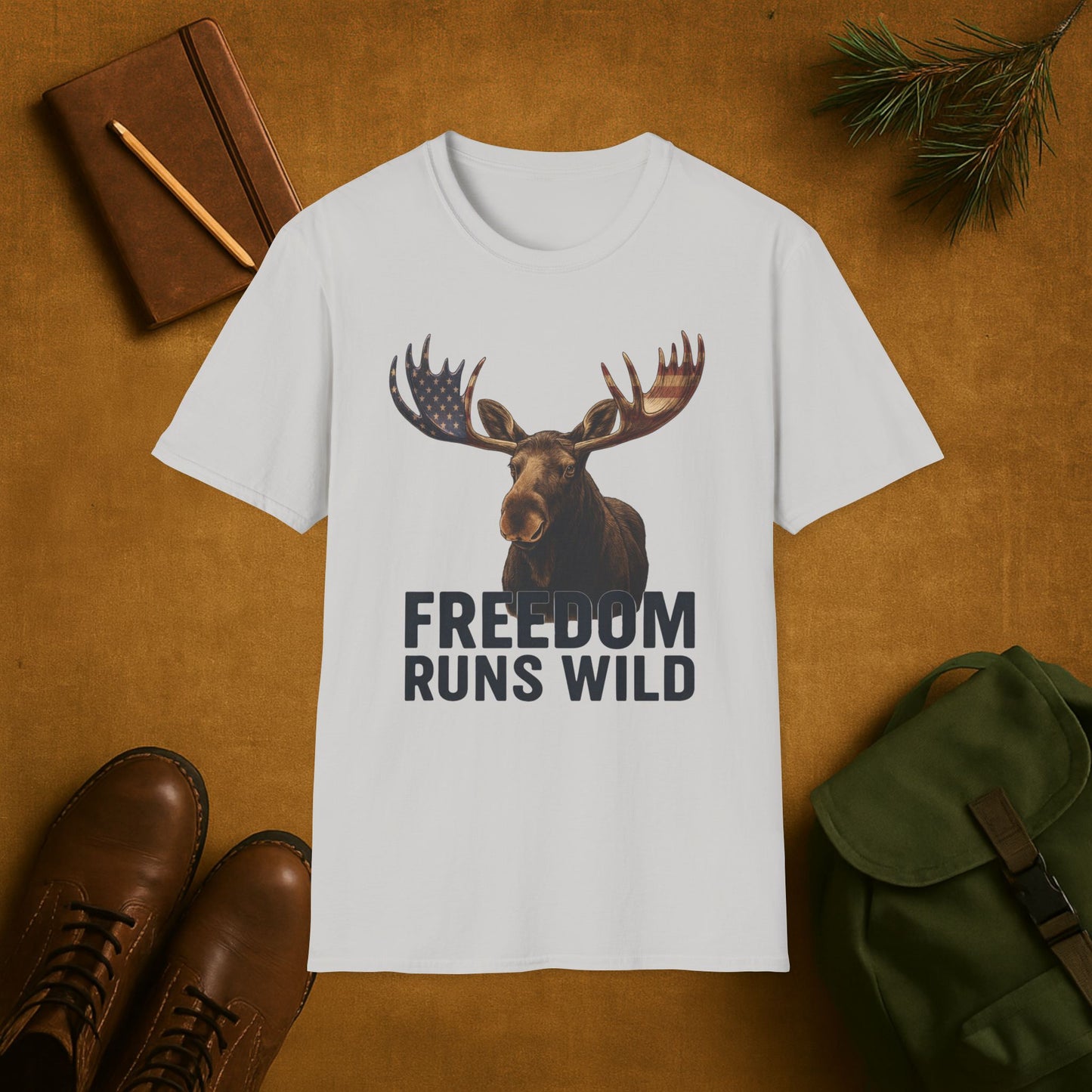 Patriotic Moose Freedom Runs Wild T-Shirt
