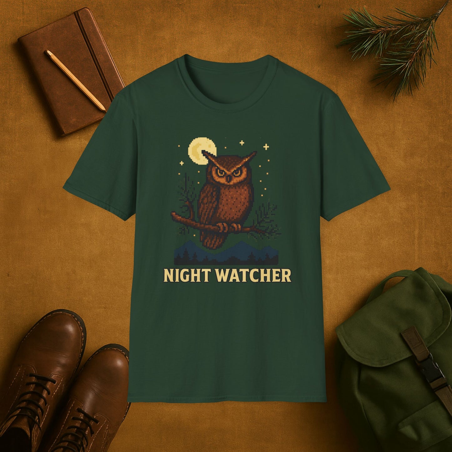 Owl 8 Bit Night Wachter T-shirt