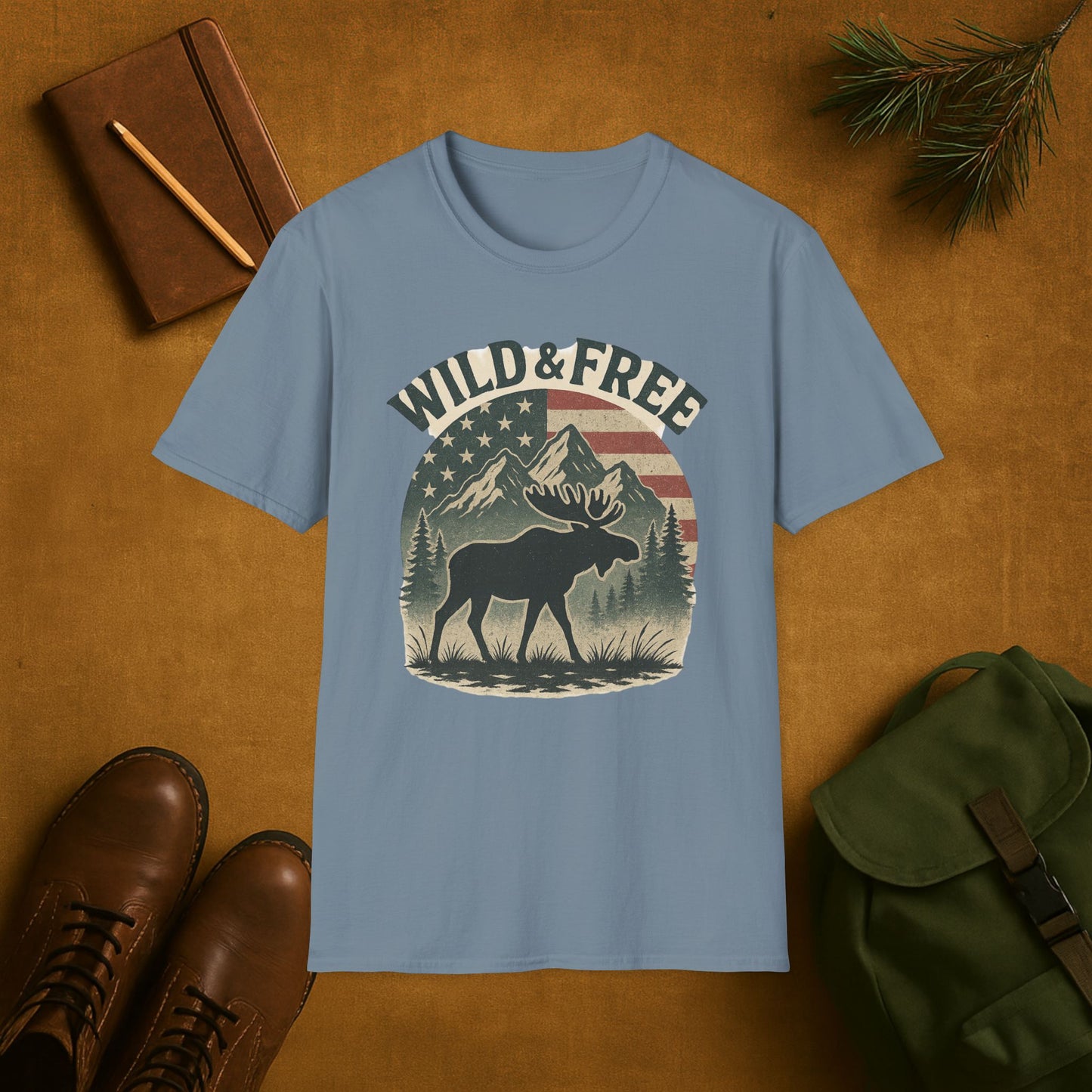 Wild and Free Mountain American Moose T-Shirt