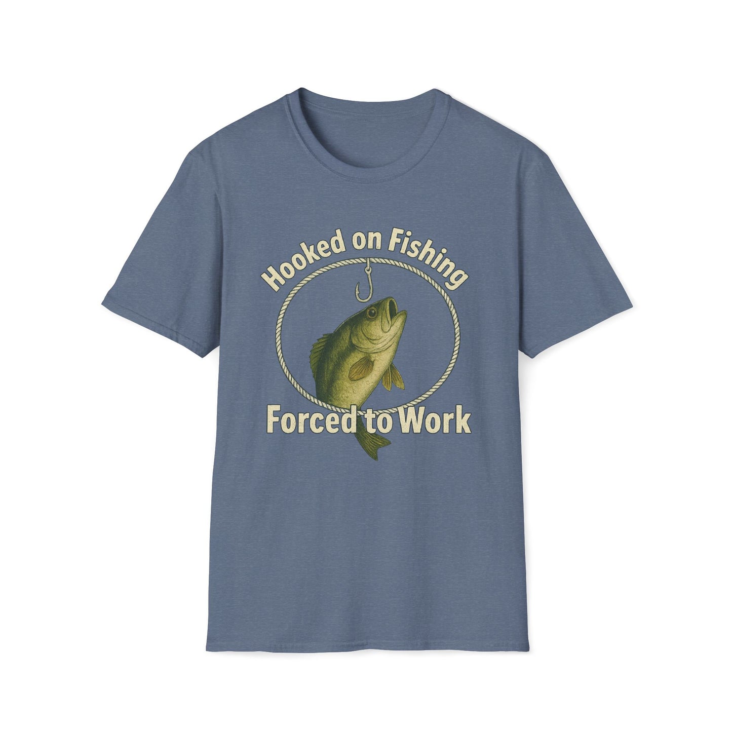 Hooked On Fishing Forced To Work Fishing T-Shirt