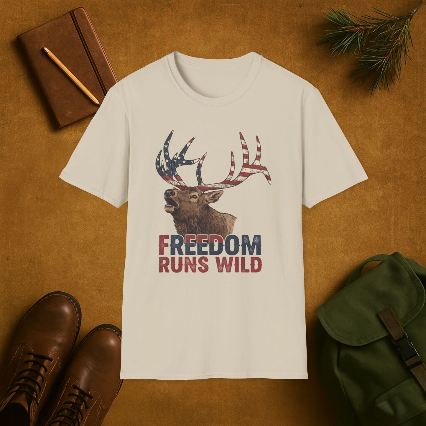 Patriotic Elk Freedom Runs Wild T-Shirt