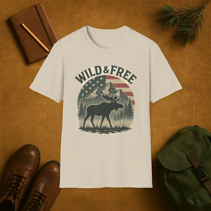 Wild and Free Mountain American Moose T-Shirt