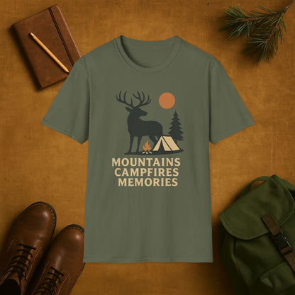 Mountains Campfires Memories Elk T-Shirt
