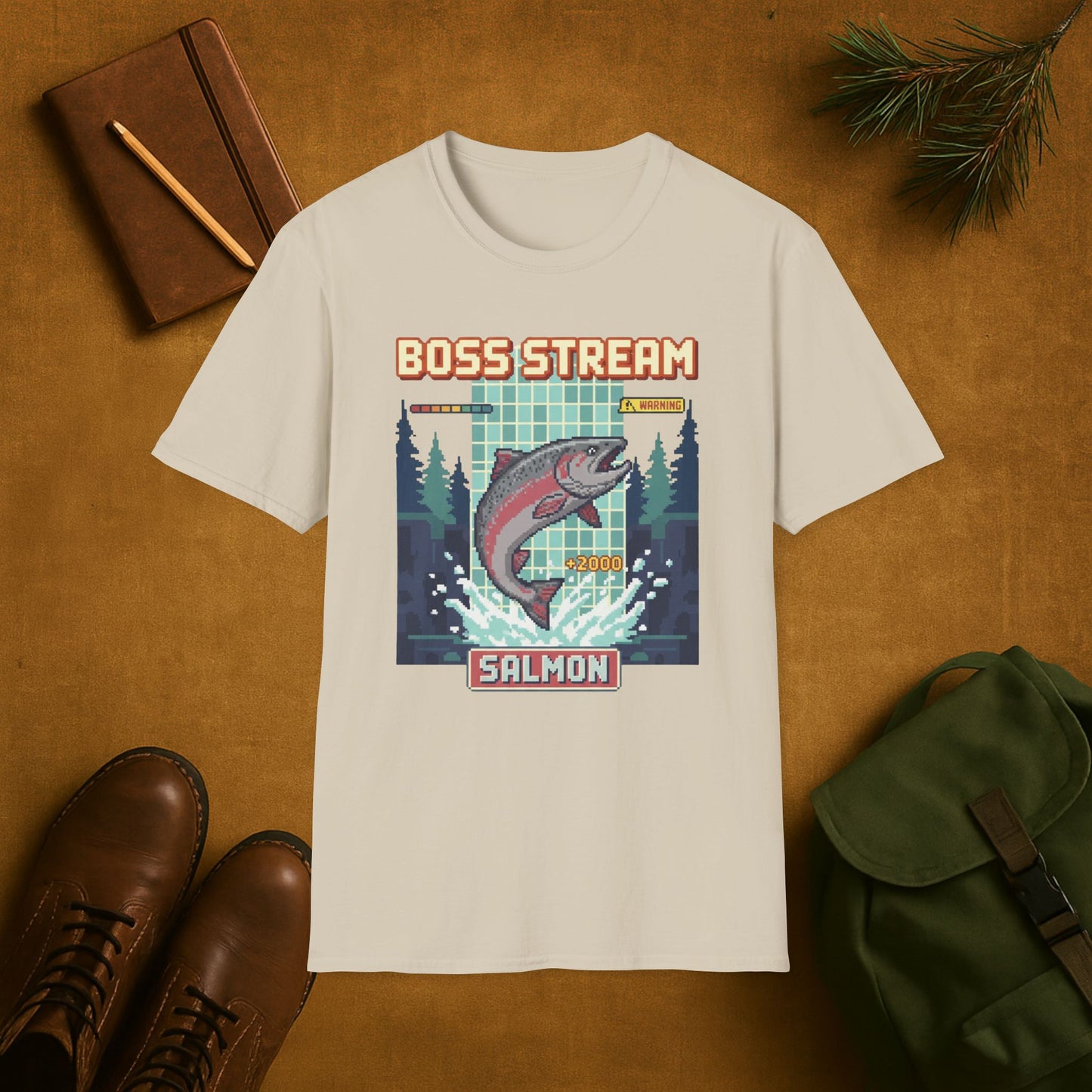 8-Bit Boss Stream Salmon T-Shirt