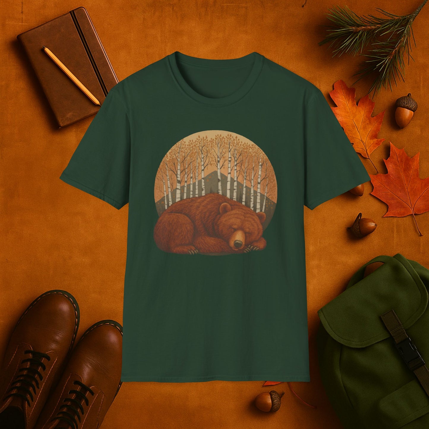 Sleepy Grizzly Bear Fall Aspens T-Shirt