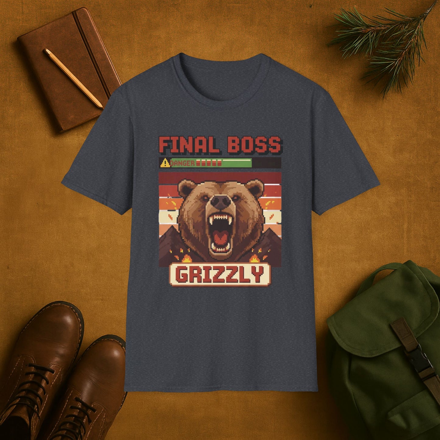 8-Bit Final Boss Grizzly T-Shirt