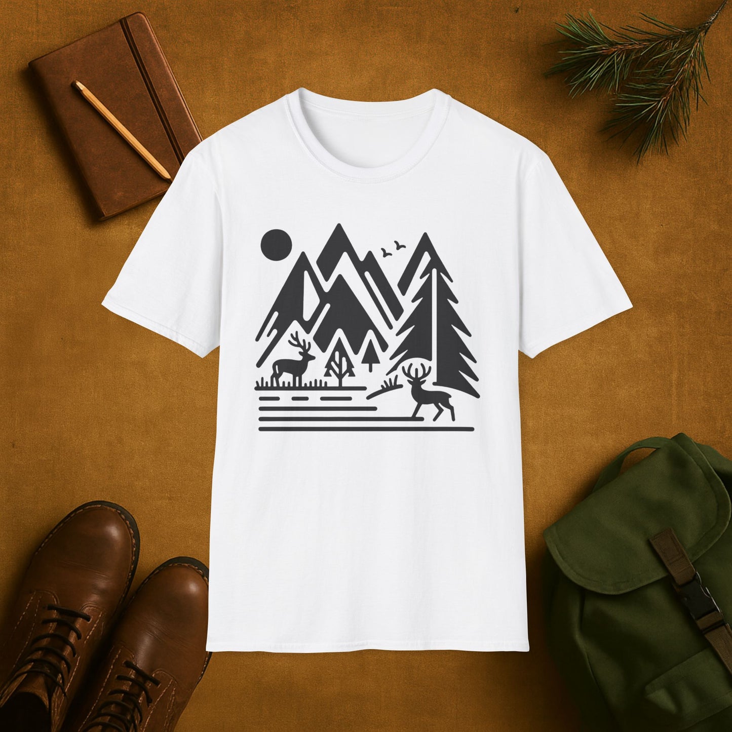 Minimal Mountain Deer T-Shirt