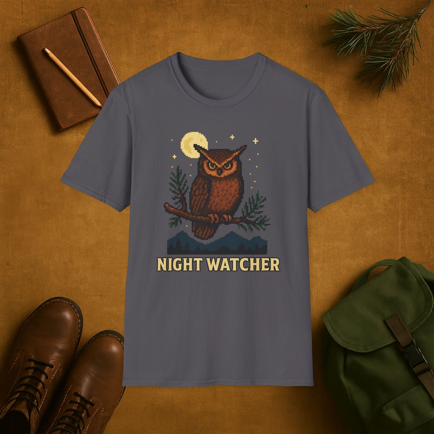 Owl 8 Bit Night Wachter T-shirt