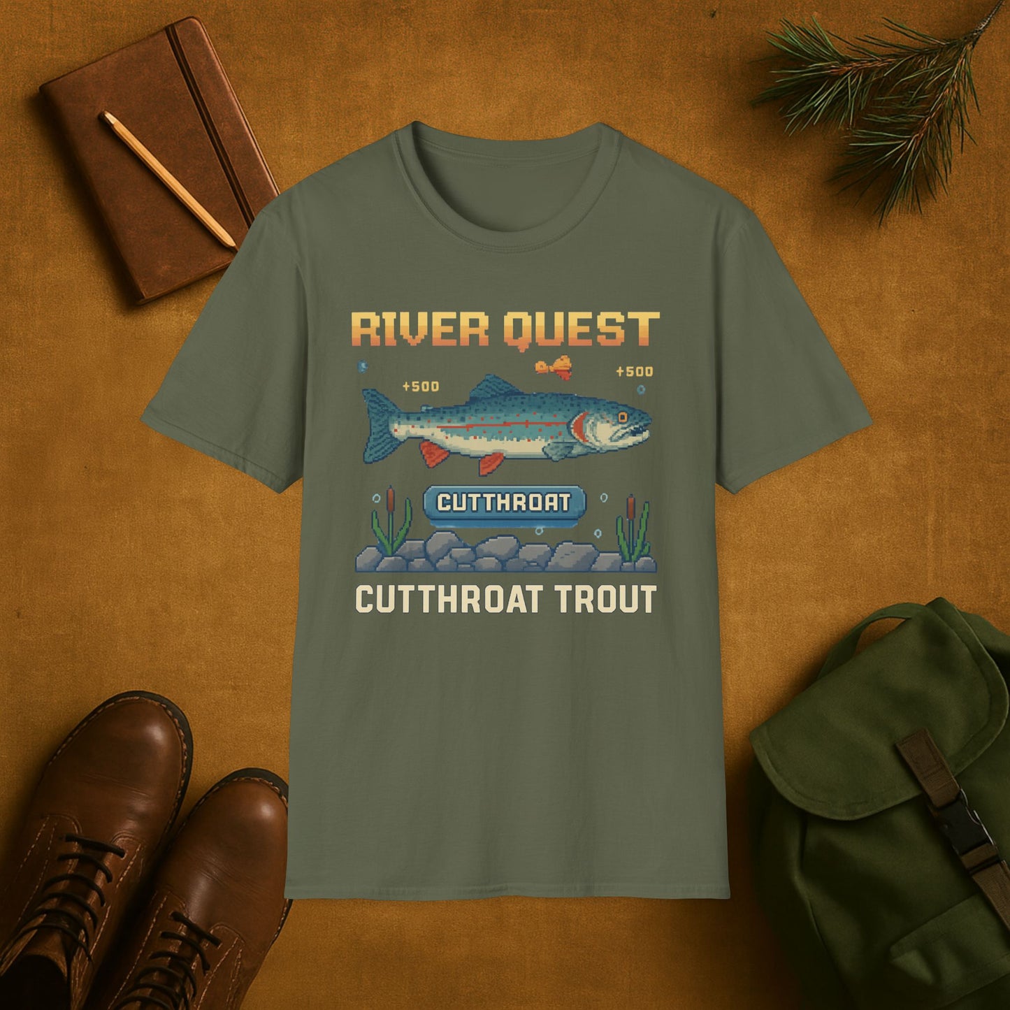 8-Bit Cutthroat Trout River Quest T-Shirt