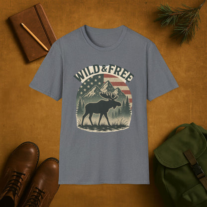 Wild and Free Mountain American Moose T-Shirt
