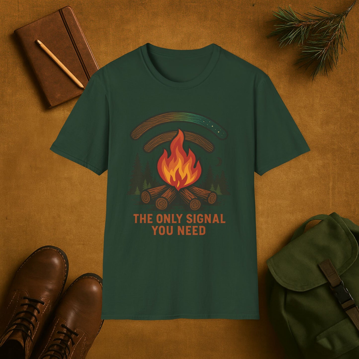 The Only Signal You Need Campfire Camping T-Shirt