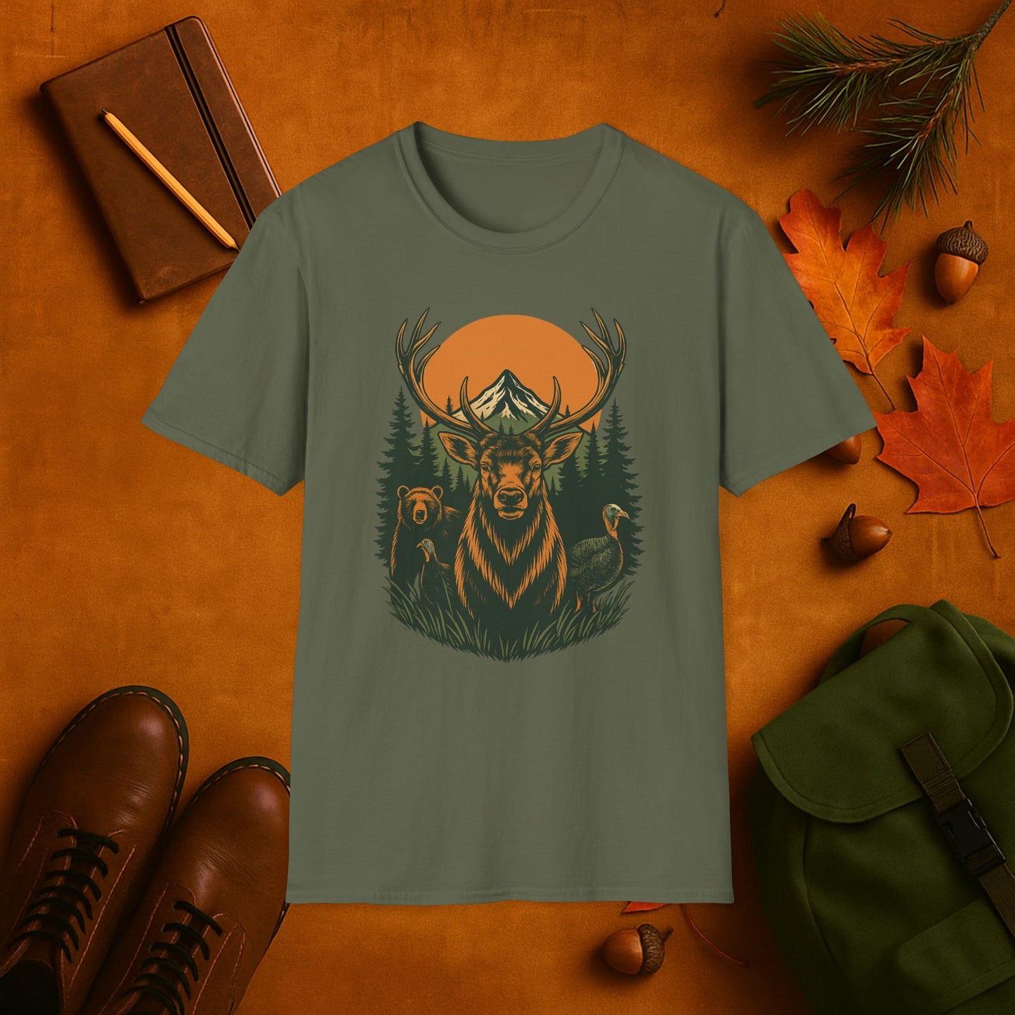 Harvest Moon Crew- Elk Bear Turkeys T-Shirt