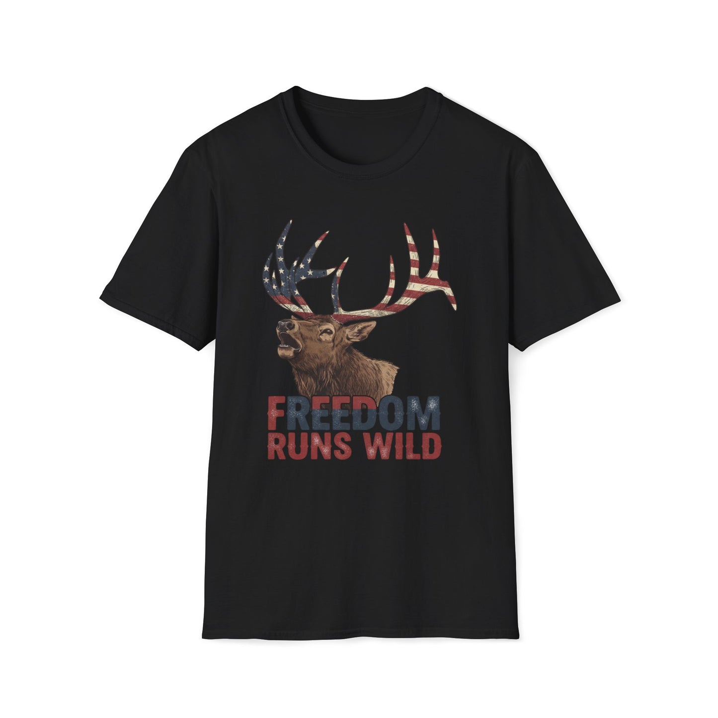 Patriotic Elk Freedom Runs Wild T-Shirt