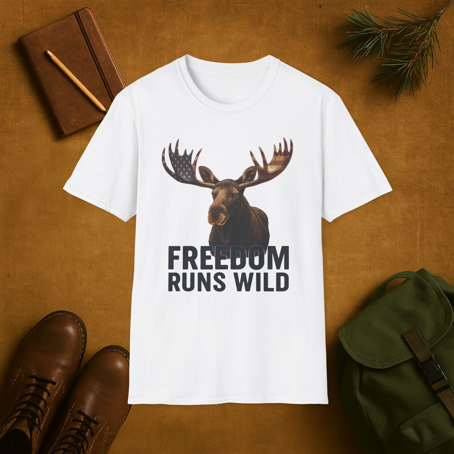 Patriotic Moose Freedom Runs Wild T-Shirt