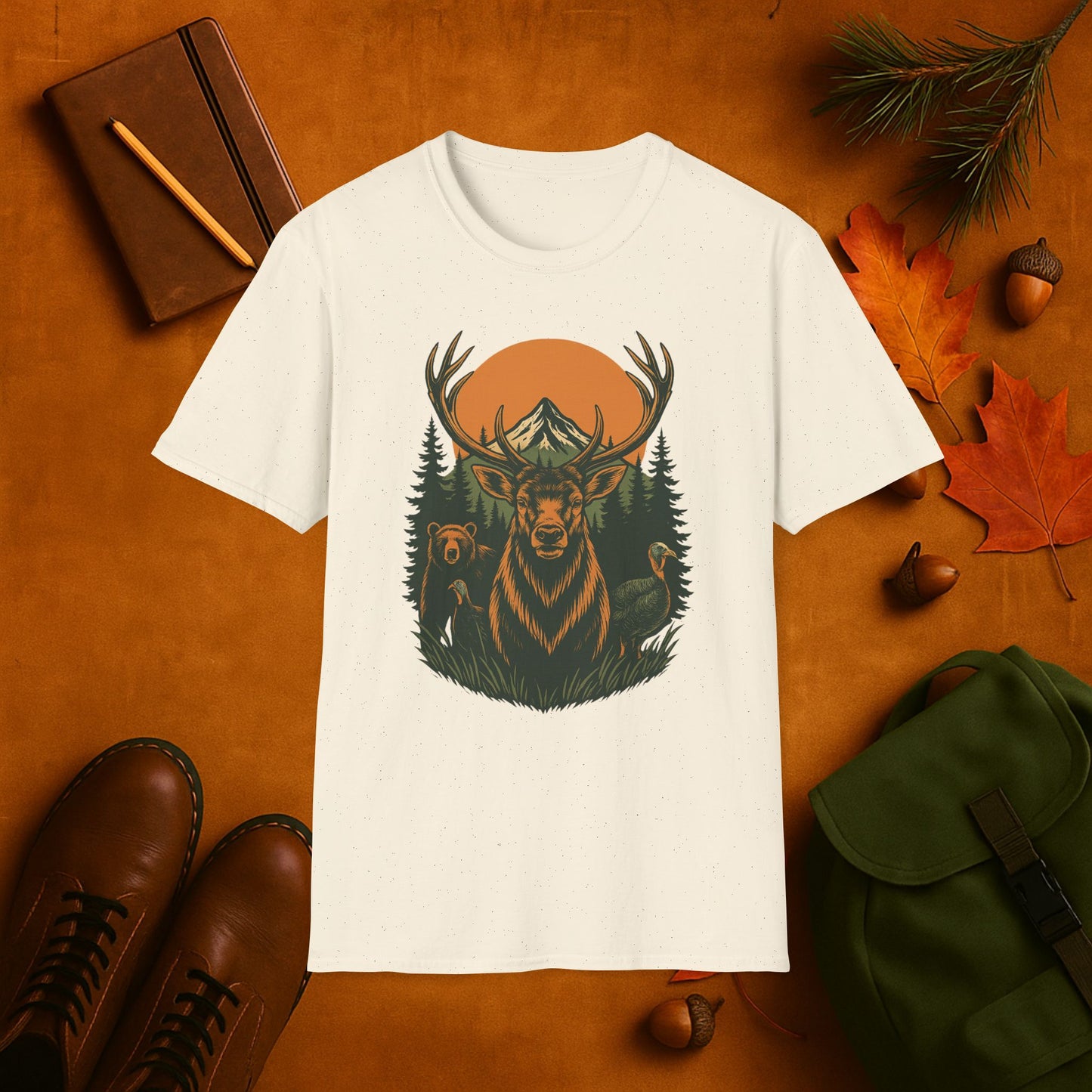 Harvest Moon Crew- Elk Bear Turkeys T-Shirt