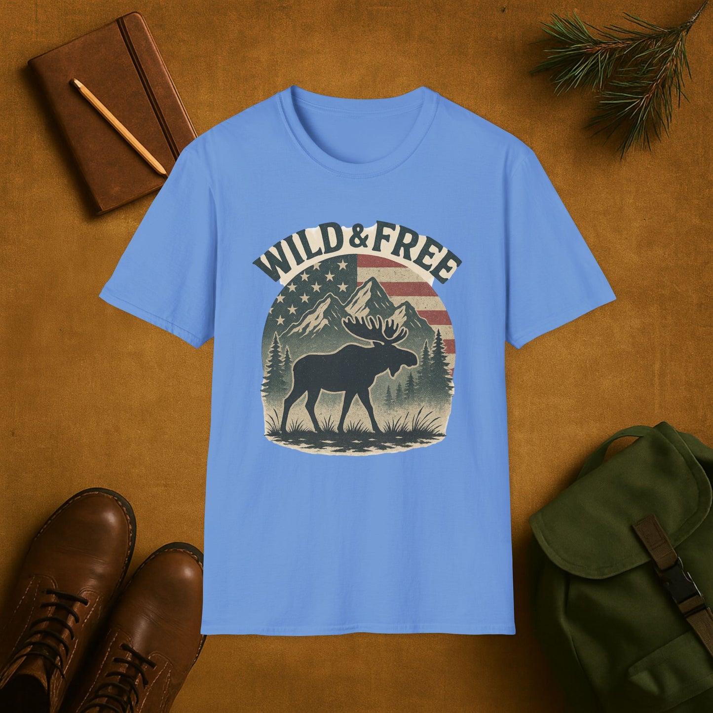Wild and Free Mountain American Moose T-Shirt