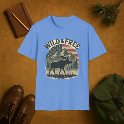 Wild and Free Mountain American Moose T-Shirt