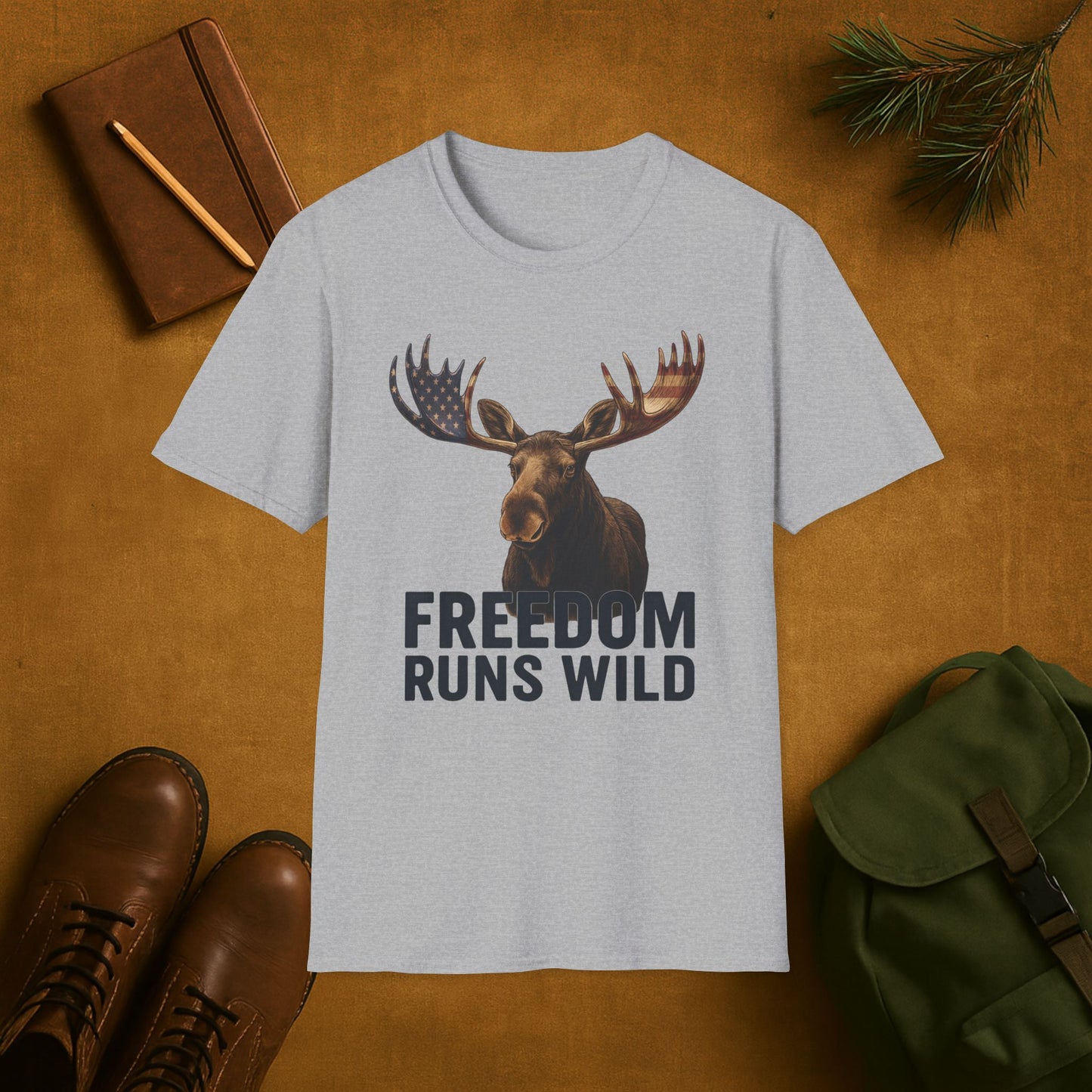 Patriotic Moose Freedom Runs Wild T-Shirt