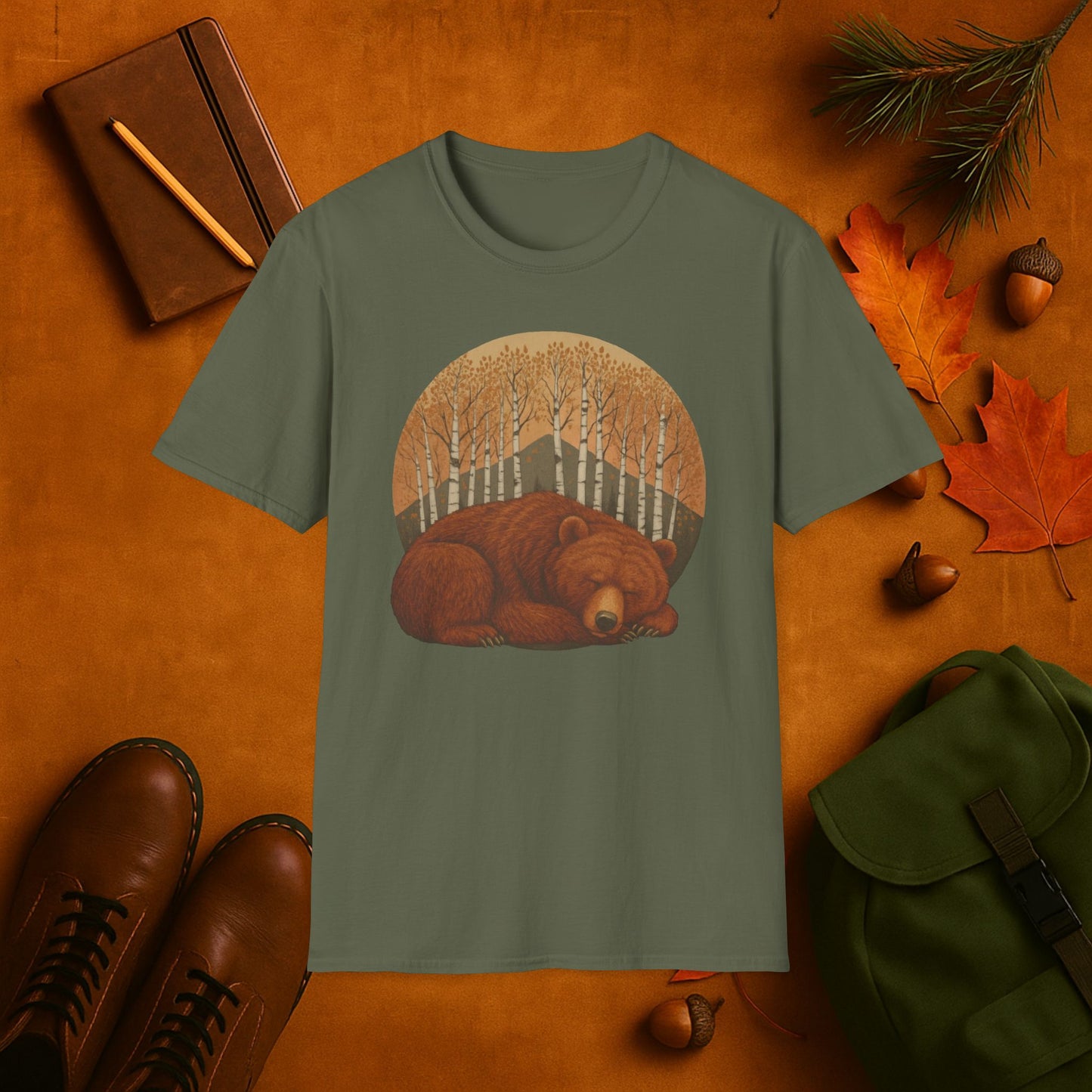 Sleepy Grizzly Bear Fall Aspens T-Shirt