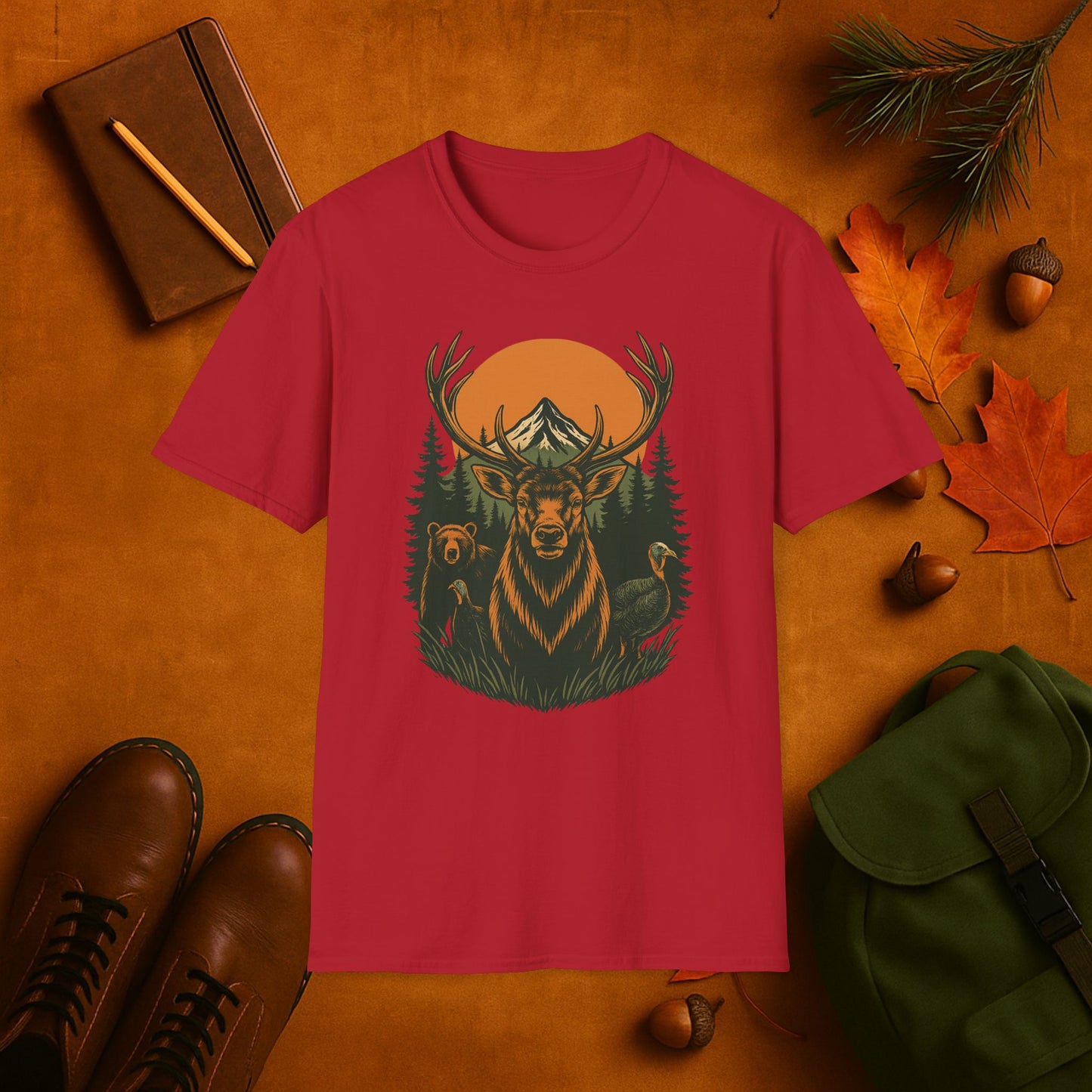 Harvest Moon Crew- Elk Bear Turkeys T-Shirt