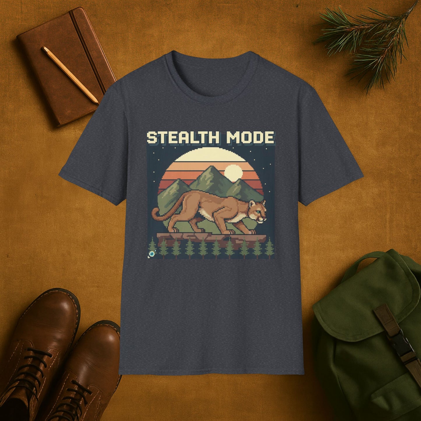 8-Bit Mountain Lion Stealth Mode T-Shirt
