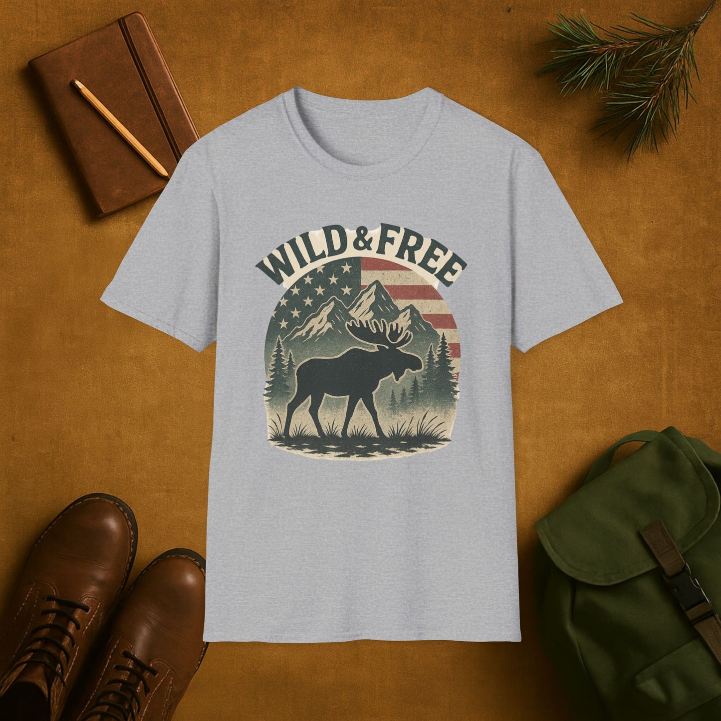 Wild and Free Mountain American Moose T-Shirt