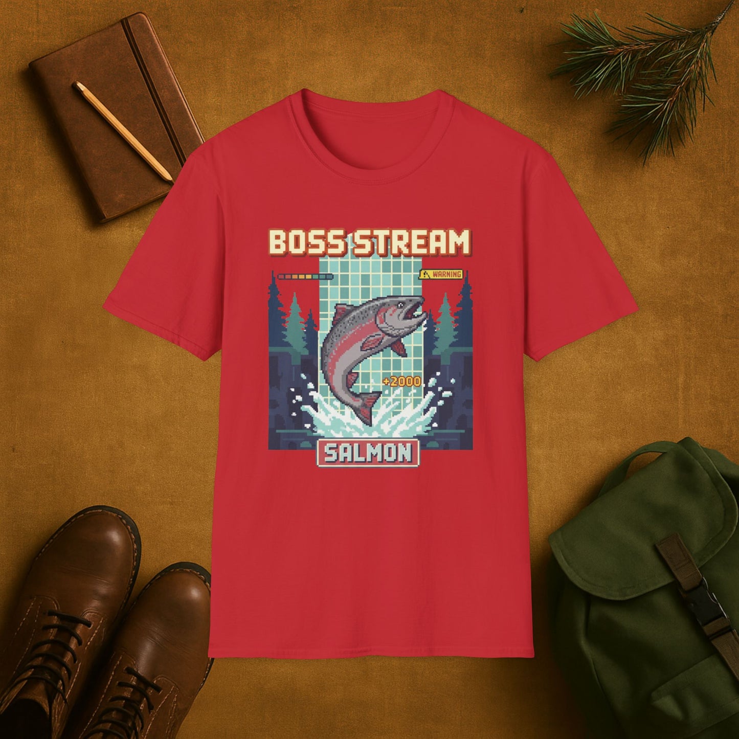 8-Bit Boss Stream Salmon T-Shirt