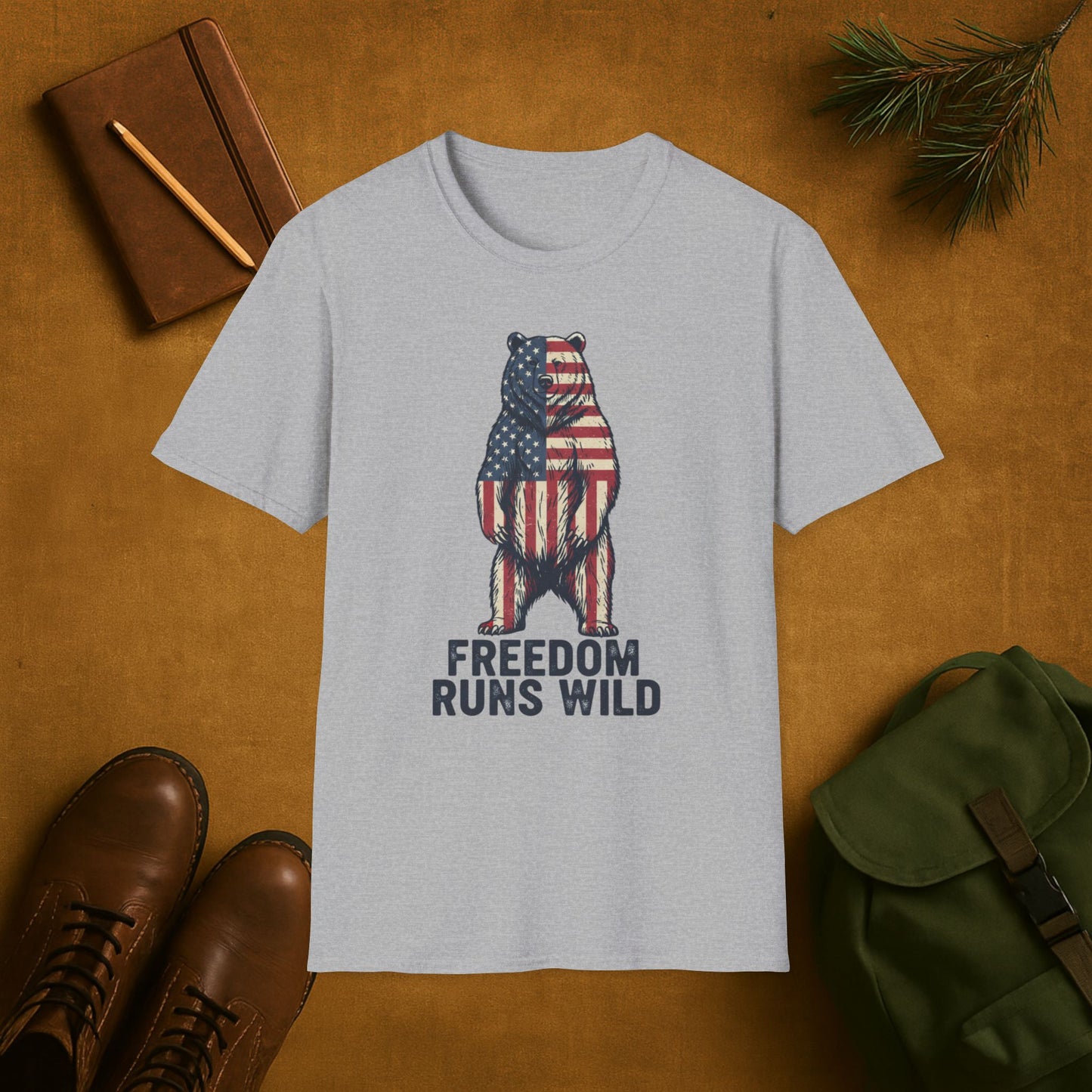 Patriotic Bear Freedom Runs Wild T-Shirt