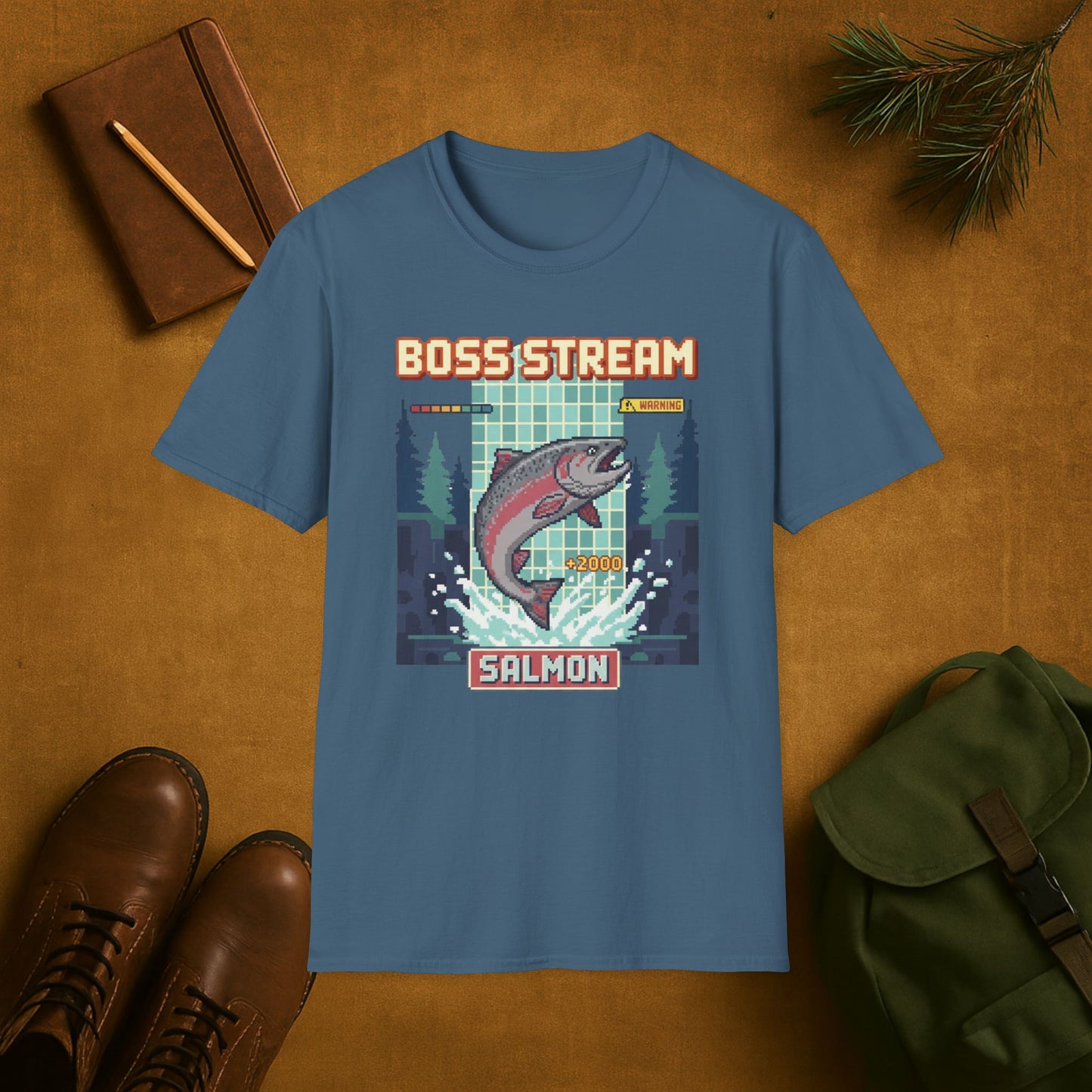 8-Bit Boss Stream Salmon T-Shirt