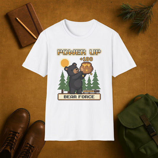 8-Bit-Power Up Black Bear Force T-Shirt