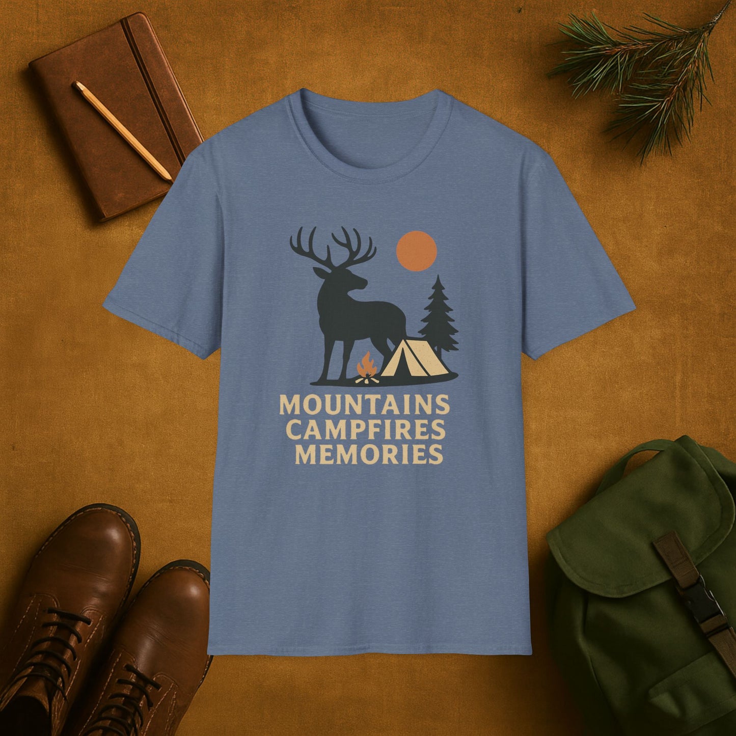 Mountains Campfires Memories Elk T-Shirt