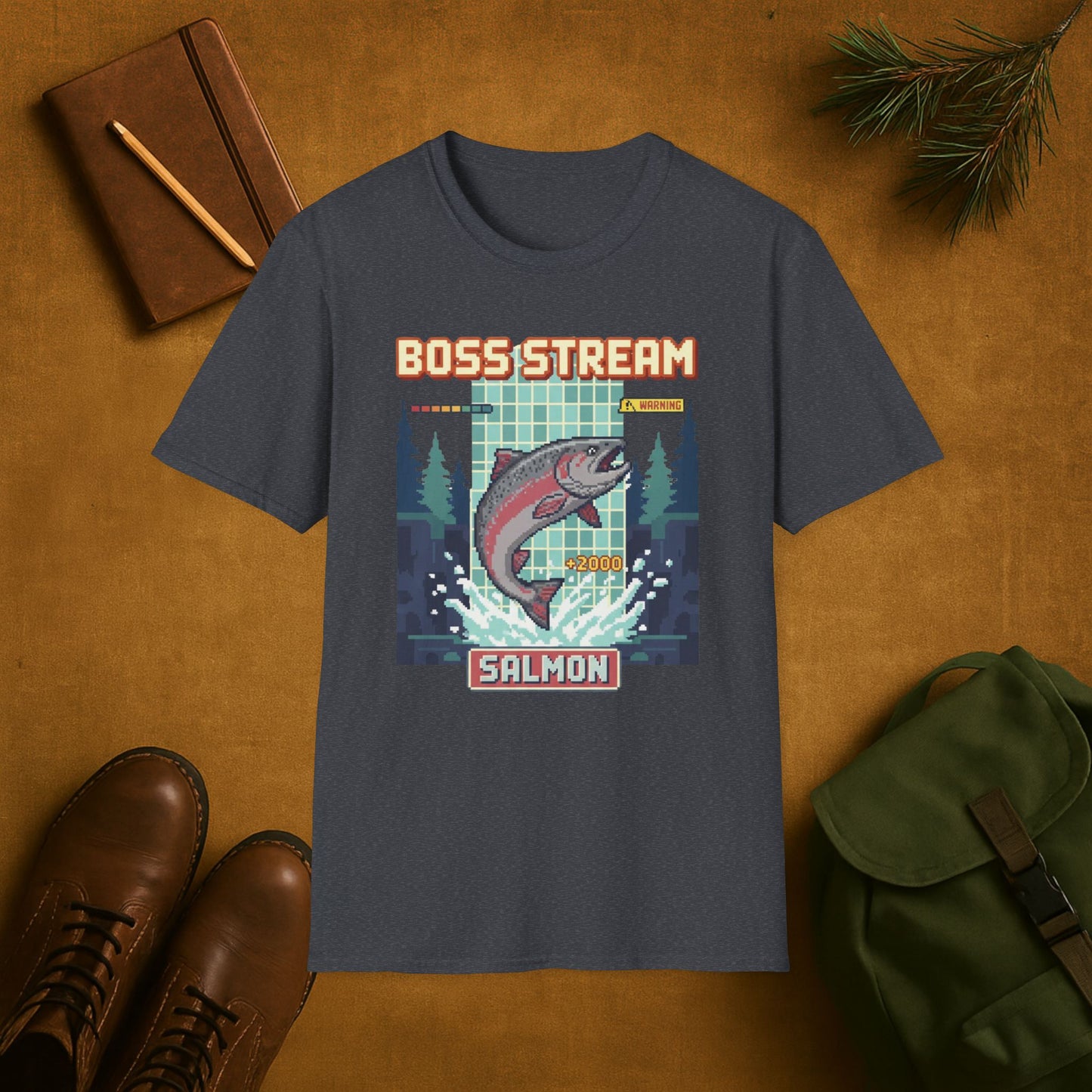 8-Bit Boss Stream Salmon T-Shirt