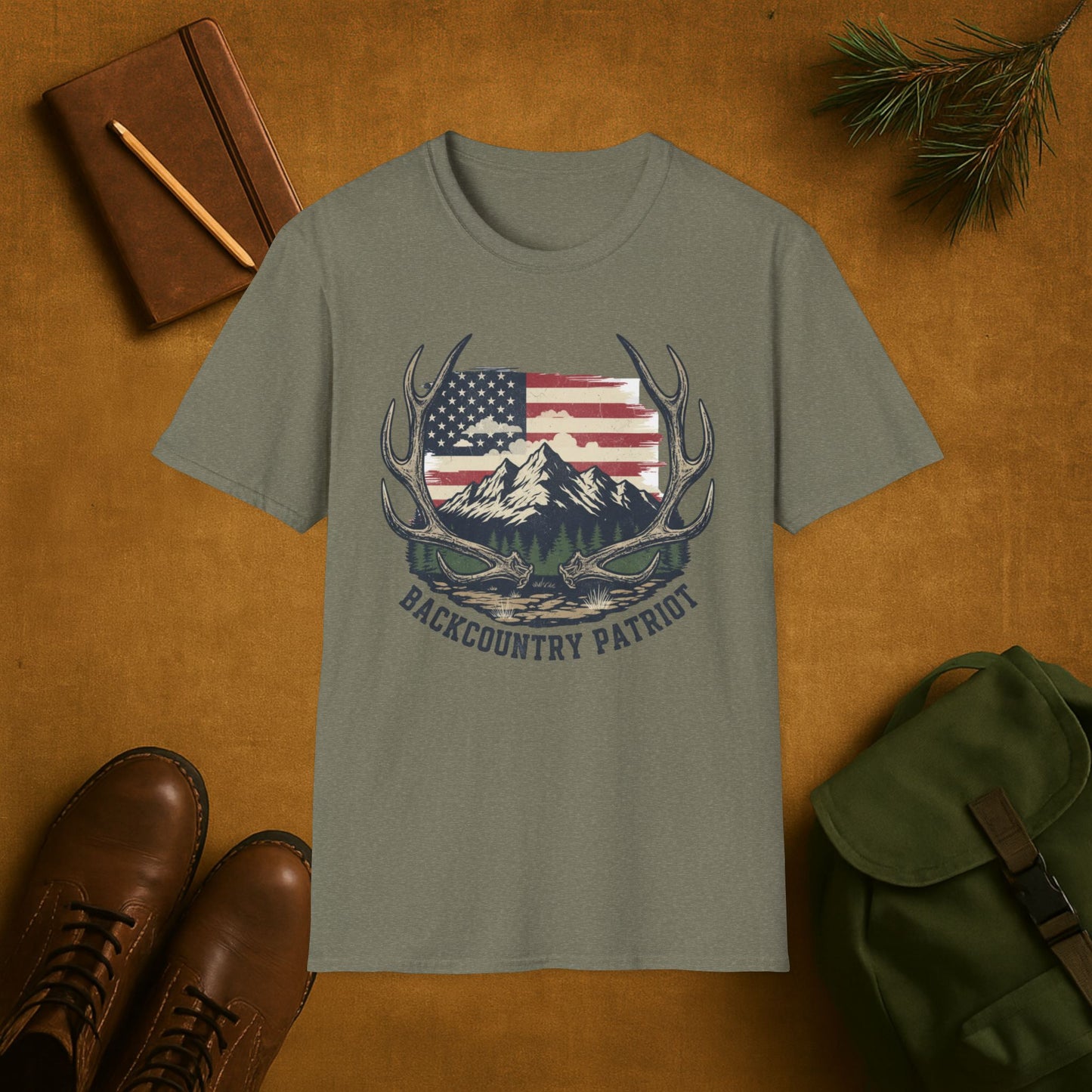 Back Country Patriot-Vintage Elk Antler American T-Shirt