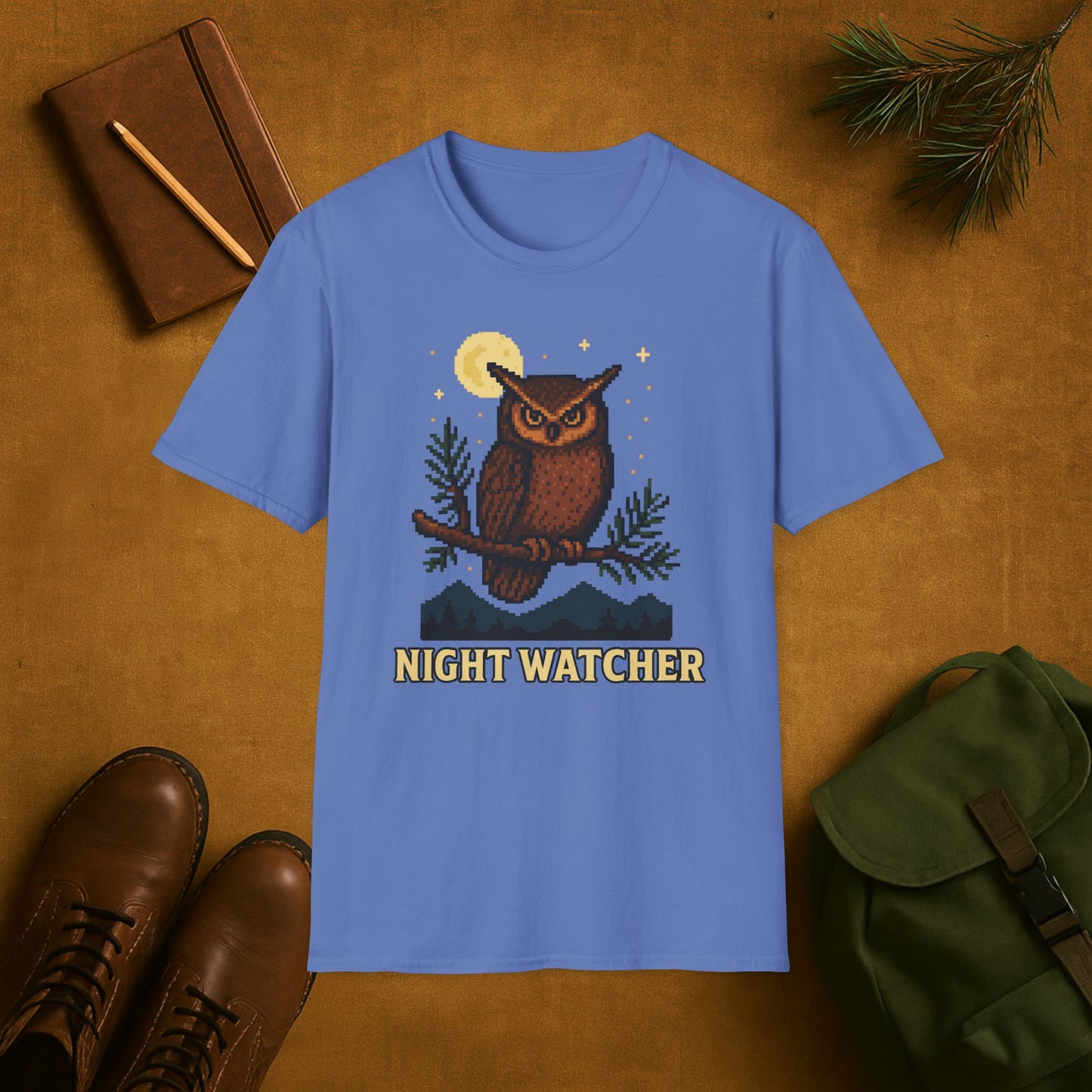 Owl 8 Bit Night Wachter T-shirt