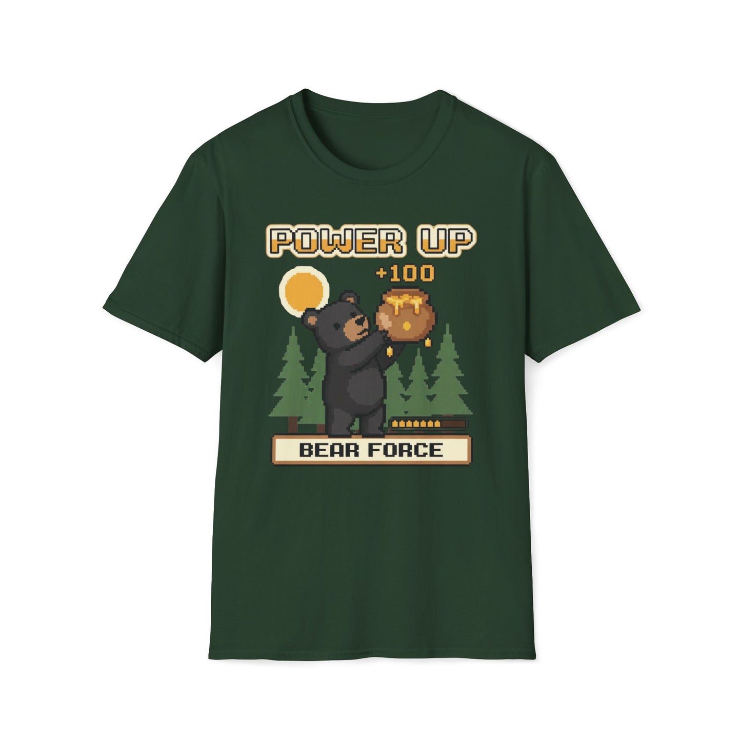 8-Bit-Power Up Black Bear Force T-Shirt